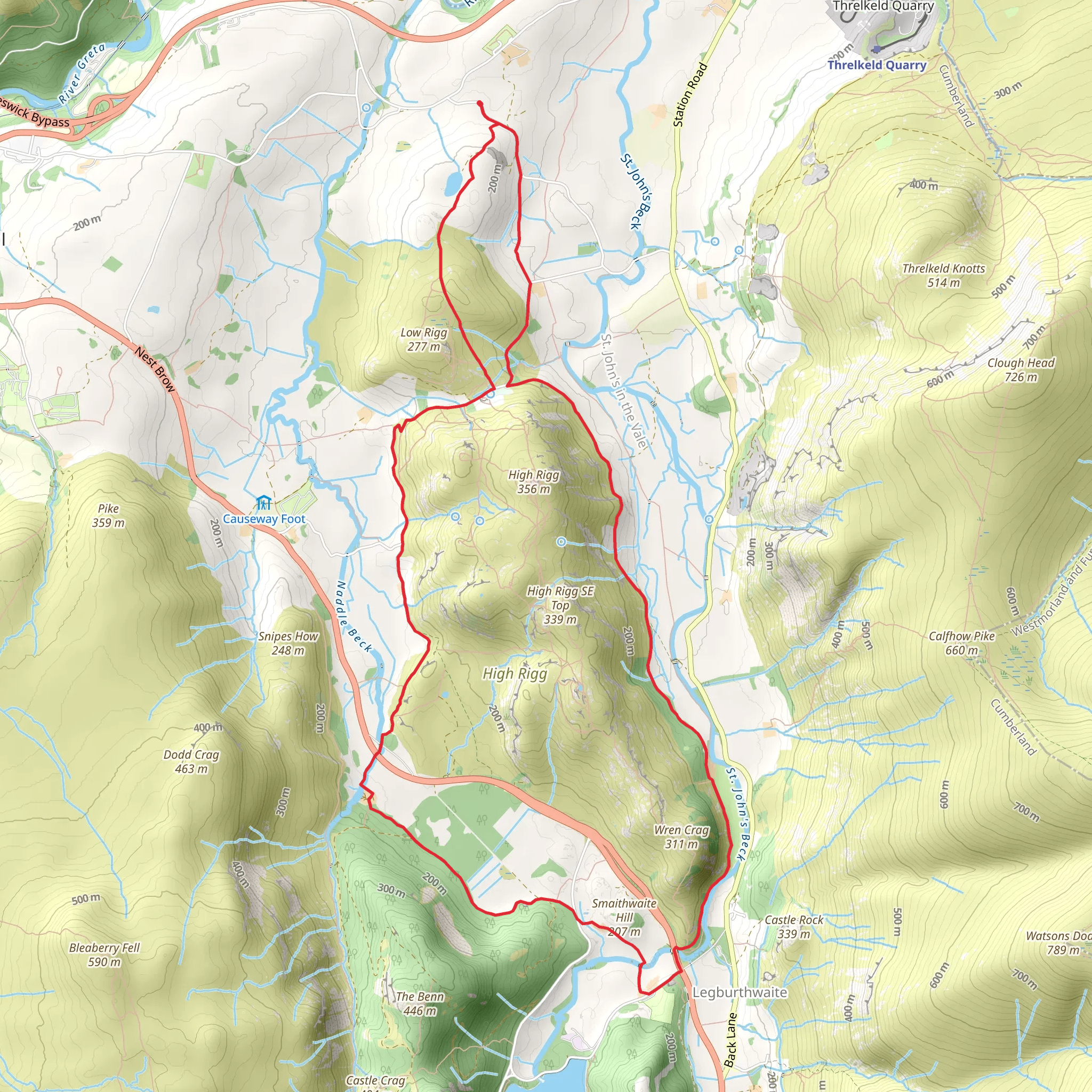 Shundraw, Shoulthwaite Moss and Rake How Loop mobile static map