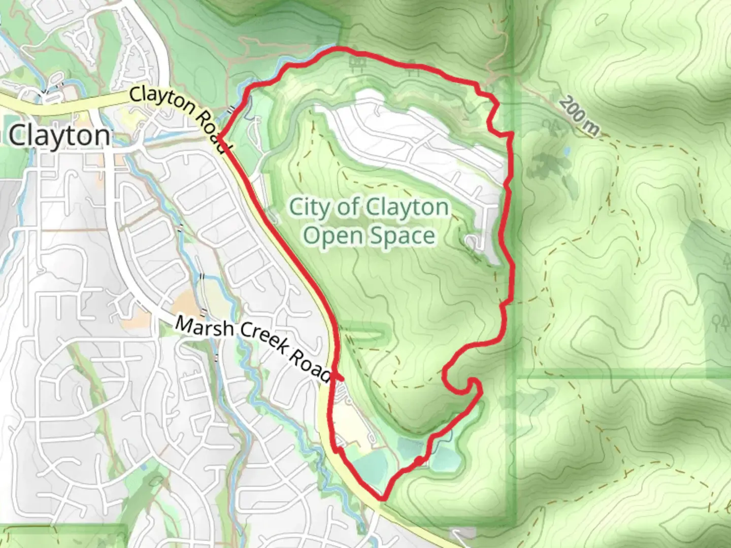 An image depicting the trail Clayton Community Park Loop and its surrounding area.