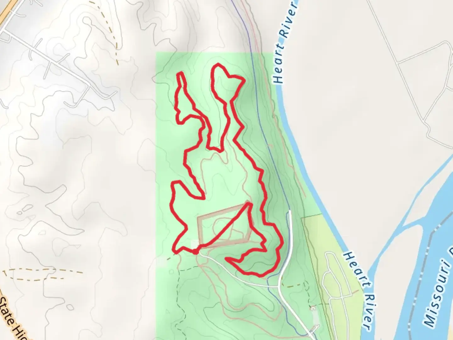 An image depicting the trail Bob-Tailed Bull Pass and Little Sioux Loop and its surrounding area.