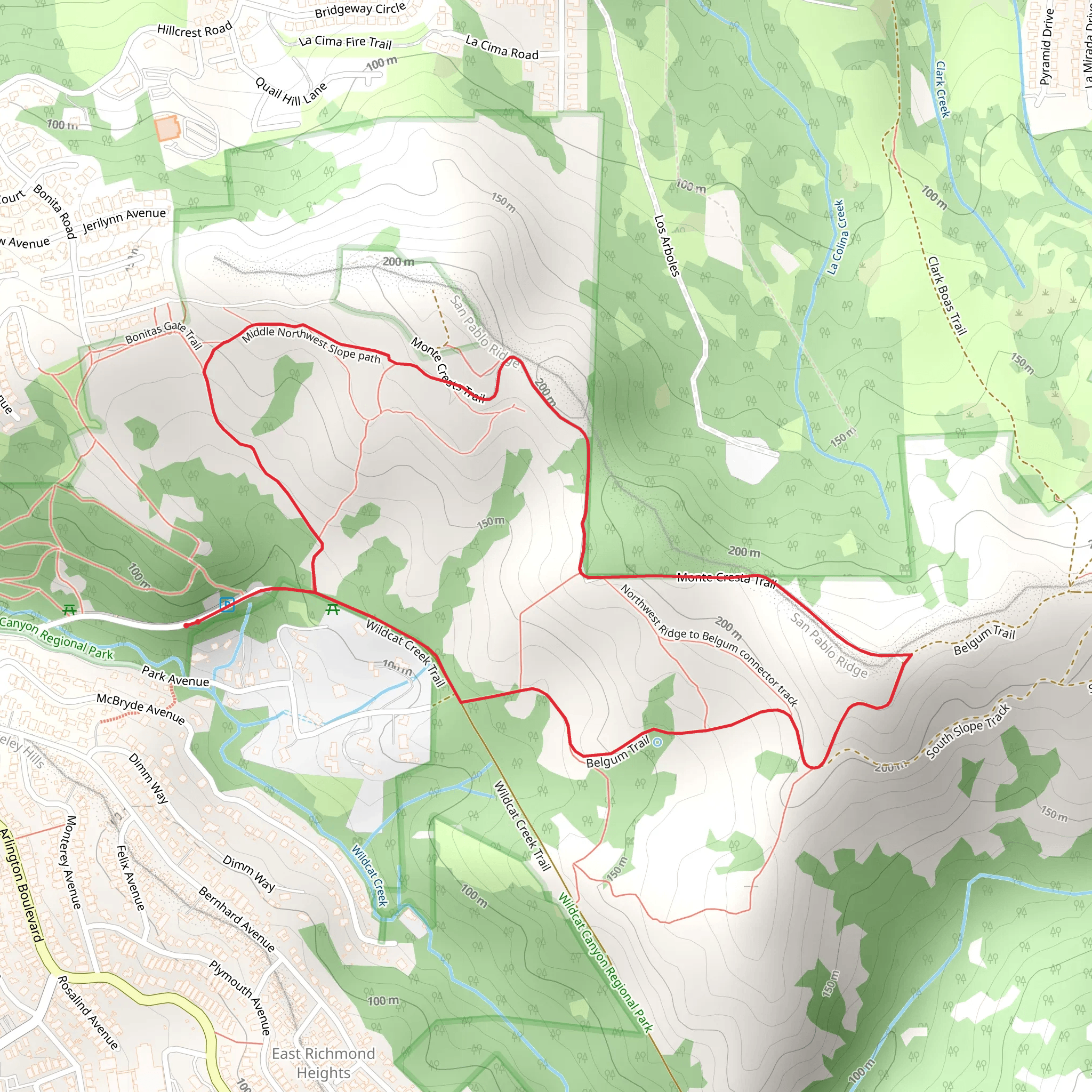 Belgum Trail, NW Ridge Road and Bonitas Gate Trail Loop mobile static map