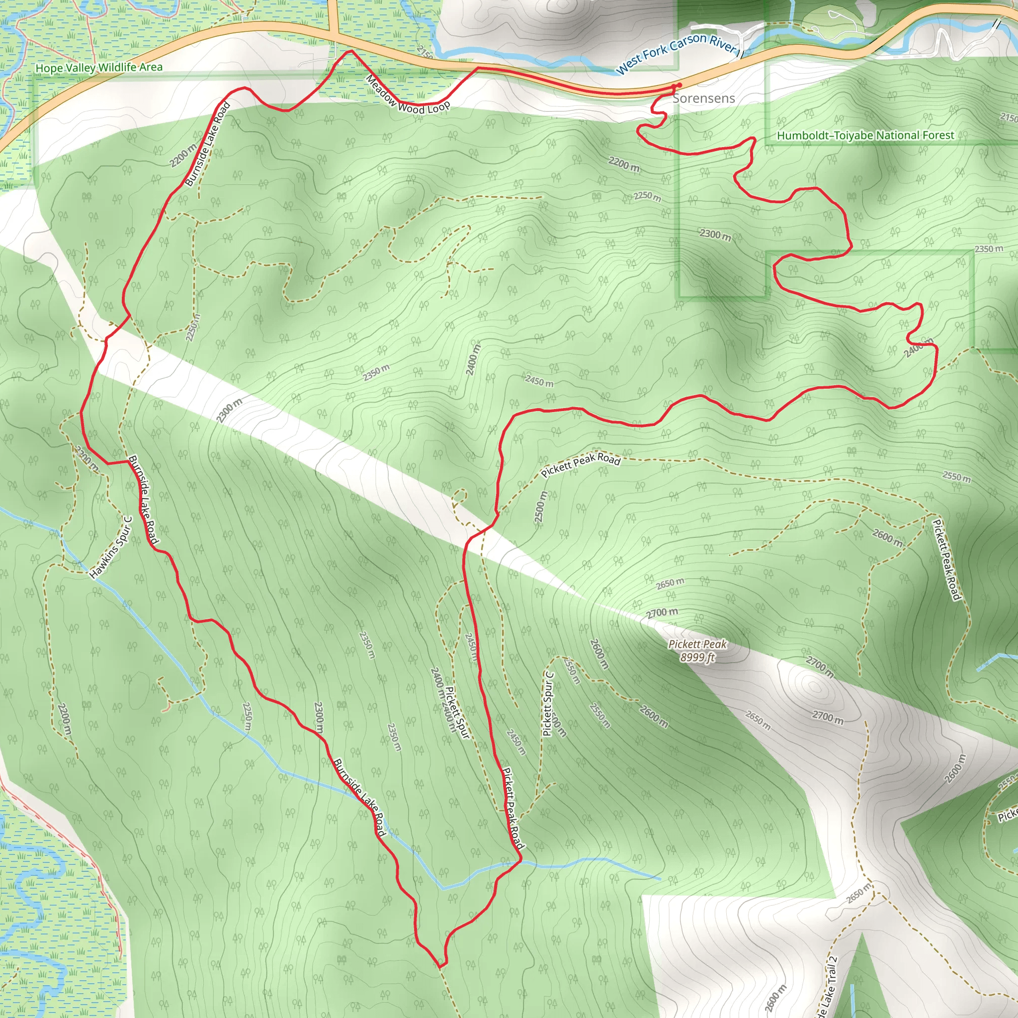 Pickett Peak Loop Trail mobile static map