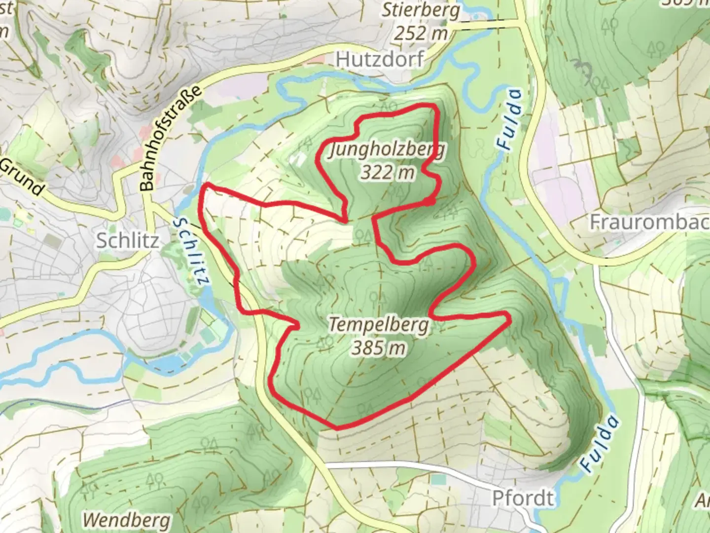 An image depicting the trail Jungholzberg Tempelberg Rundweg and its surrounding area.