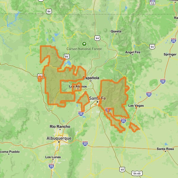 Santa Fe National Forest mobile static map