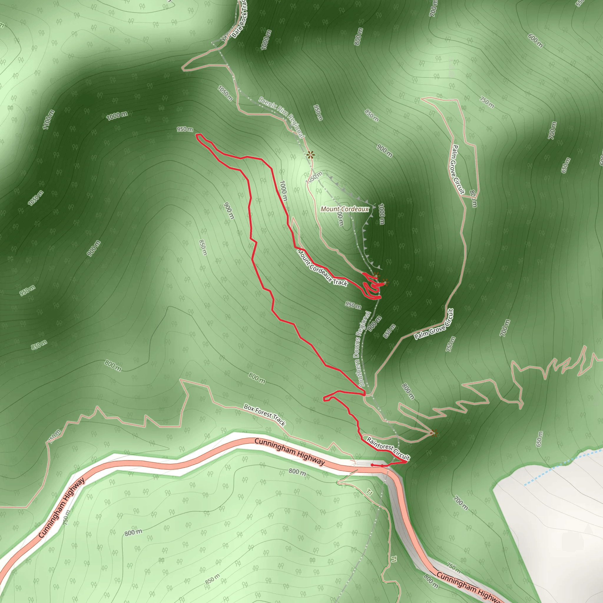 Mount Cordeaux Track mobile static map