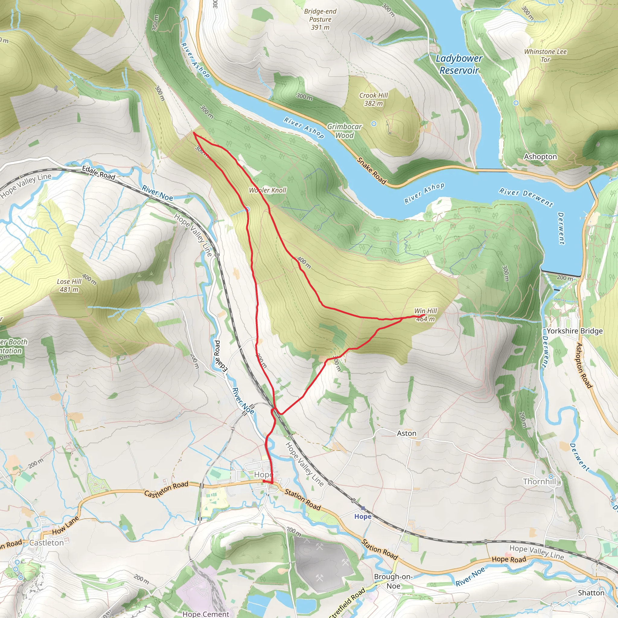 Win Hill from Hope mobile static map