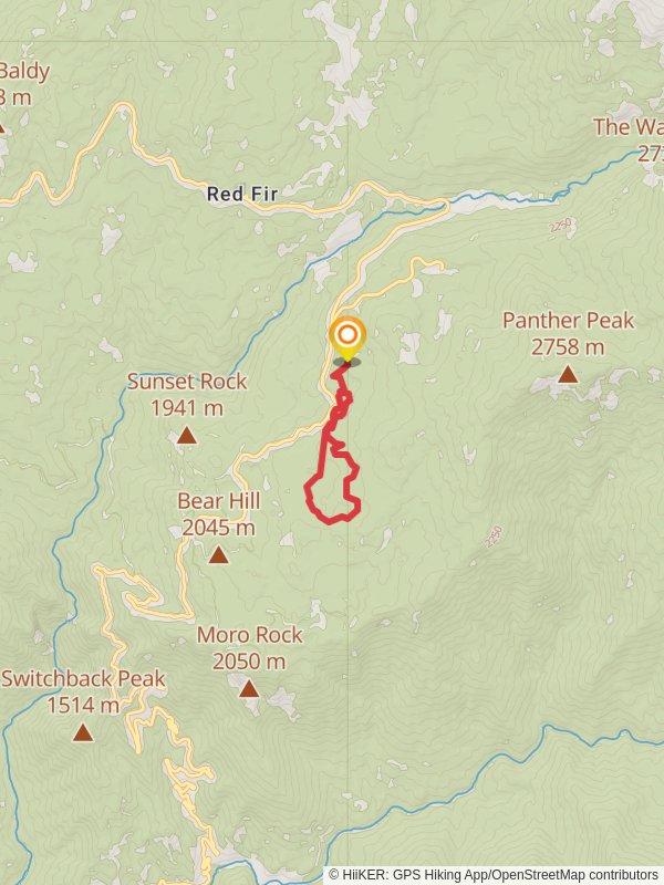 Circle Meadow Loop via Congress and General Sherman Tree Trail mobile static map