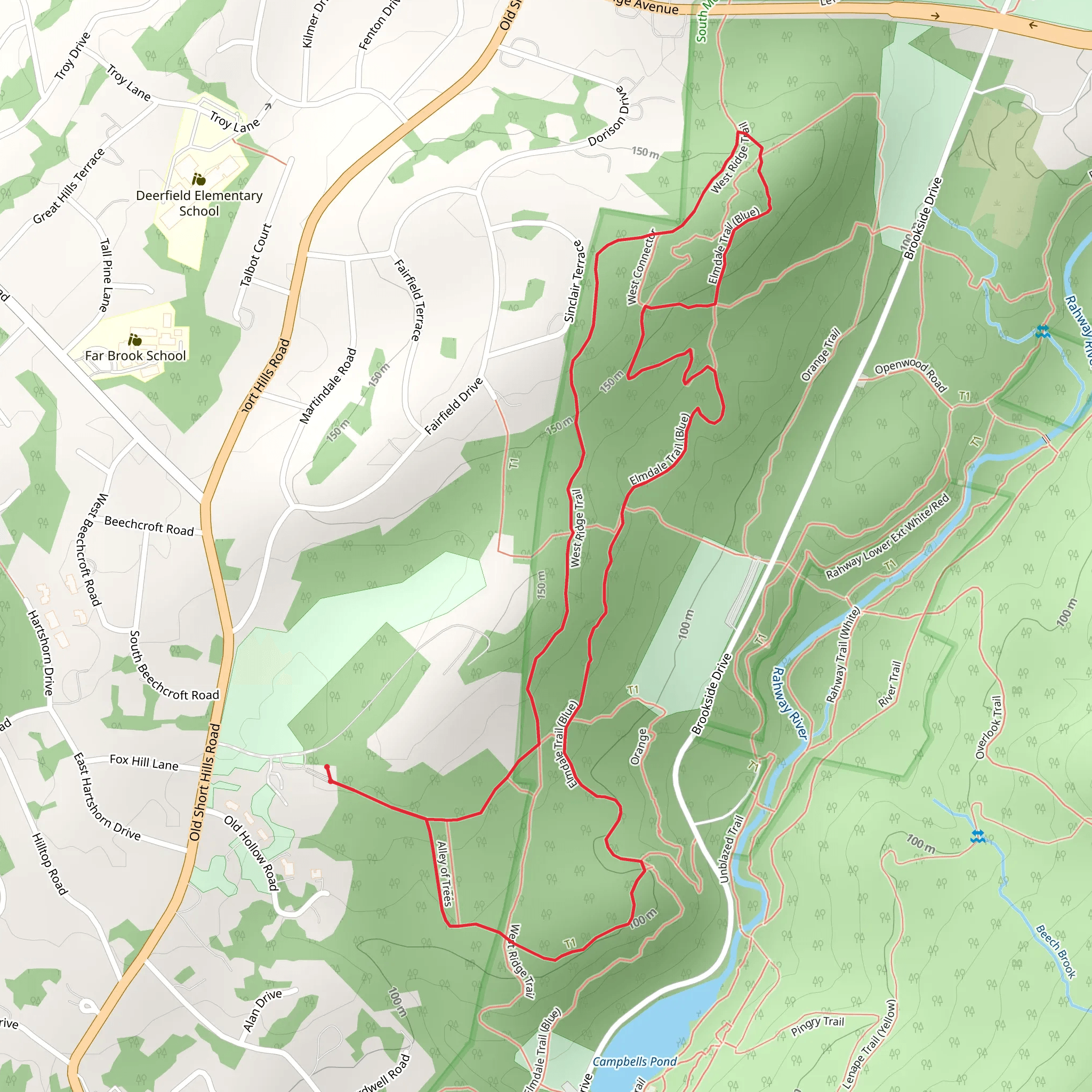 Elmdale Trail and West Ridge Trail Loop mobile static map