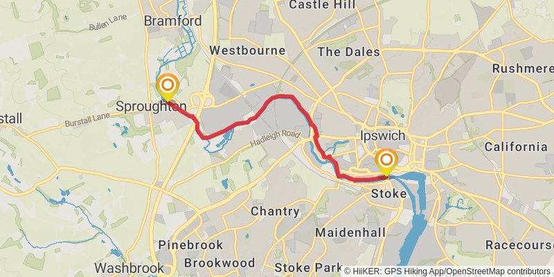 Gipping Valley River Path stage 2 Map