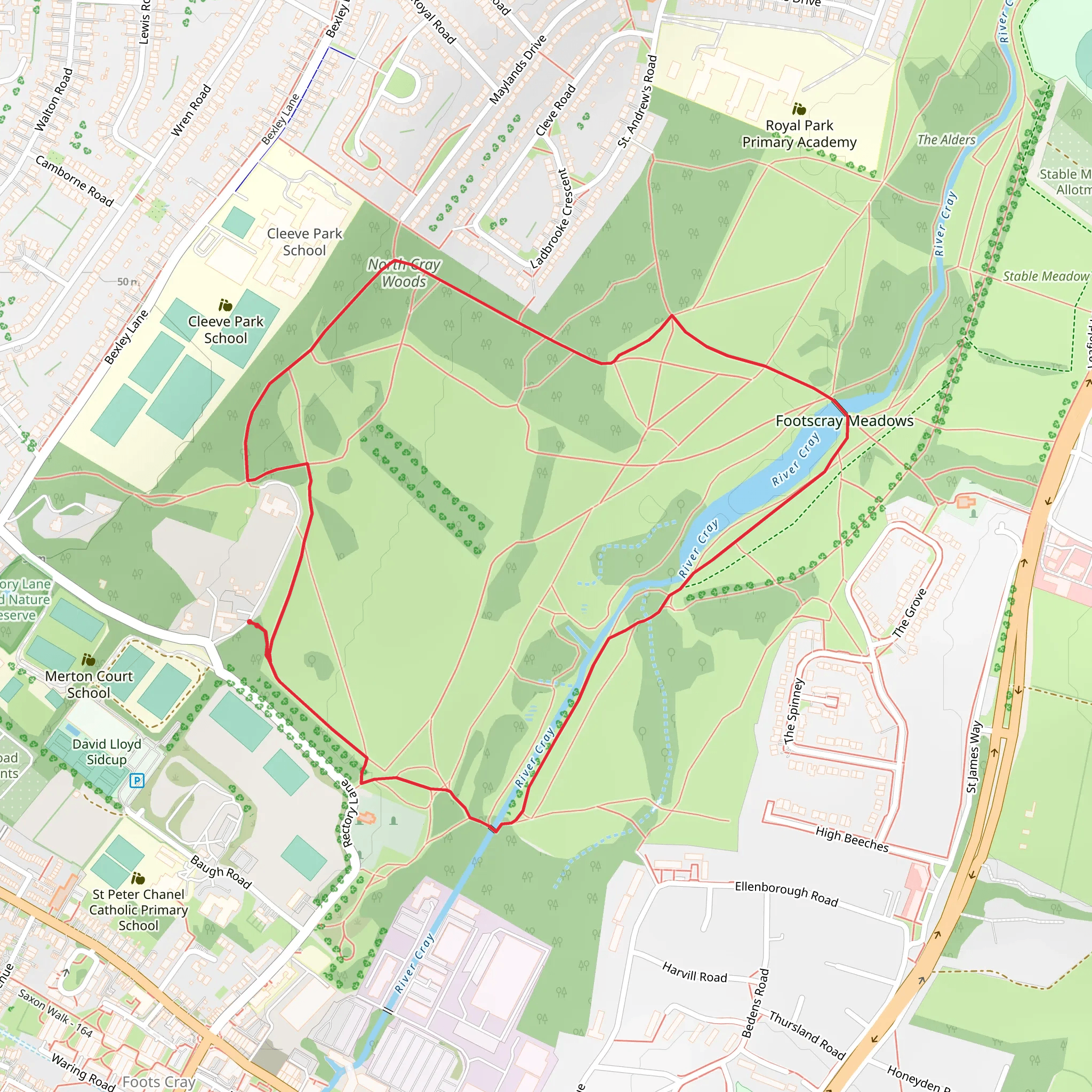 Foots Cray Meadows mobile static map
