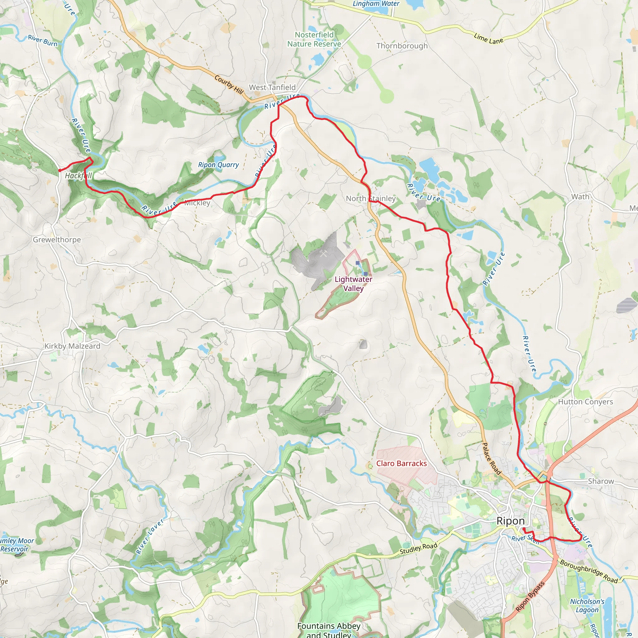 Ripon Rowel Walk Leg 5 - Grewelthorpe to Ripon mobile static map