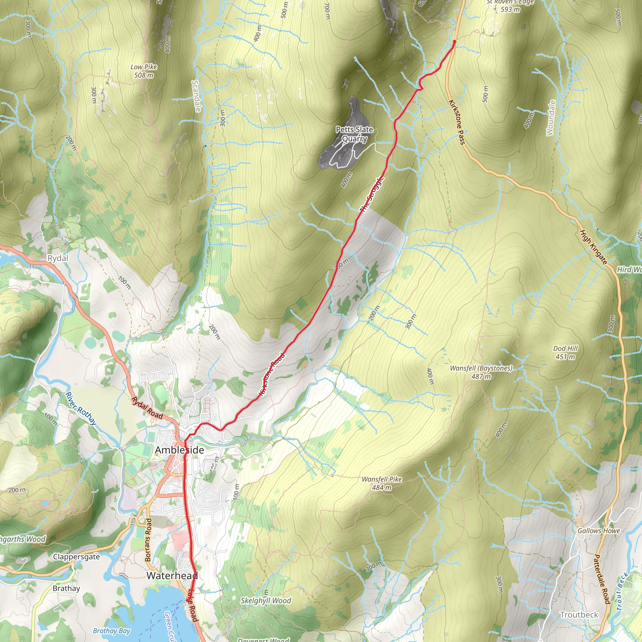 Windermere Lake to Kirkstone Pass Walk mobile static map