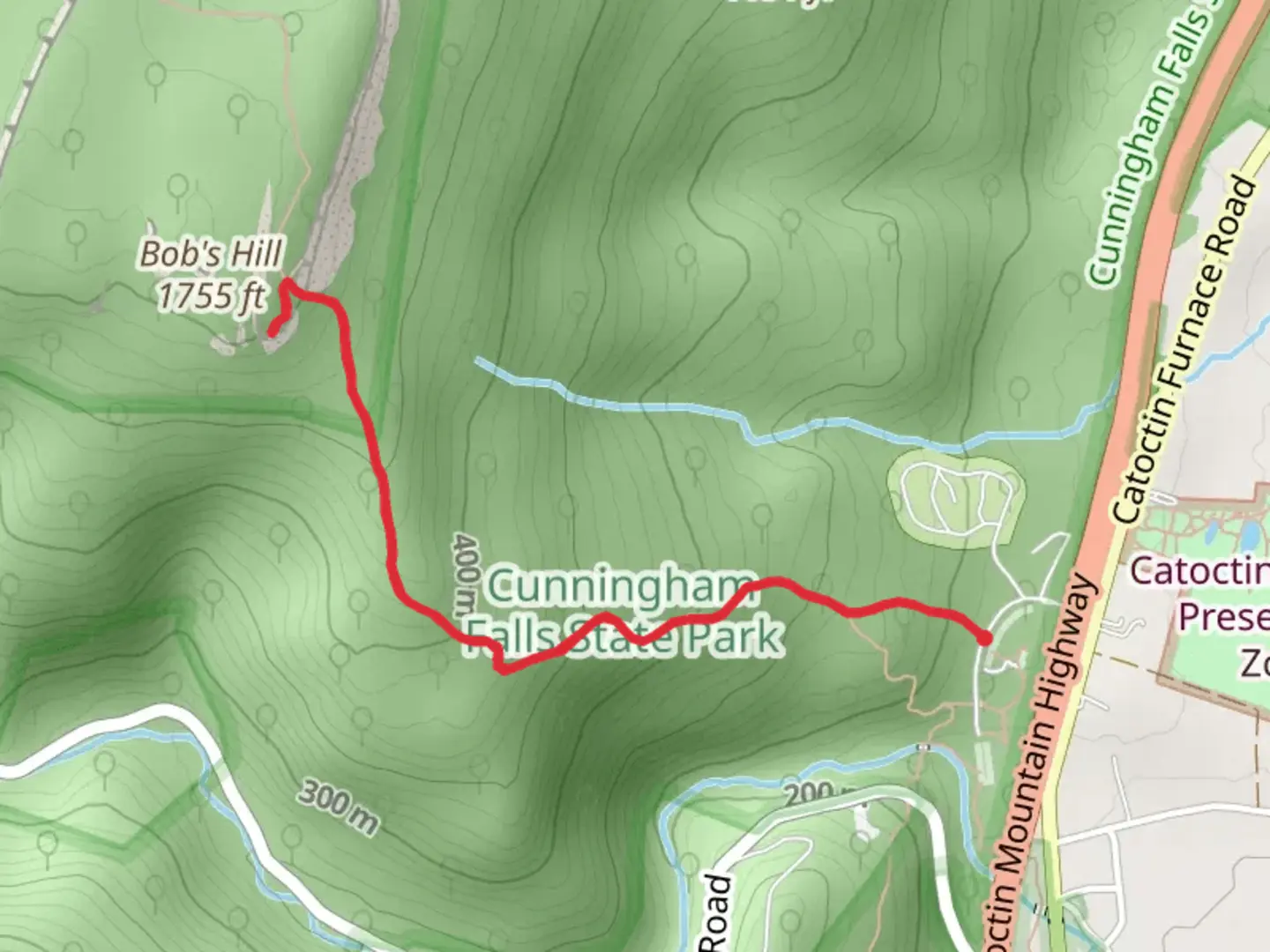 An image depicting the trail Bob's Hill Trail and its surrounding area.