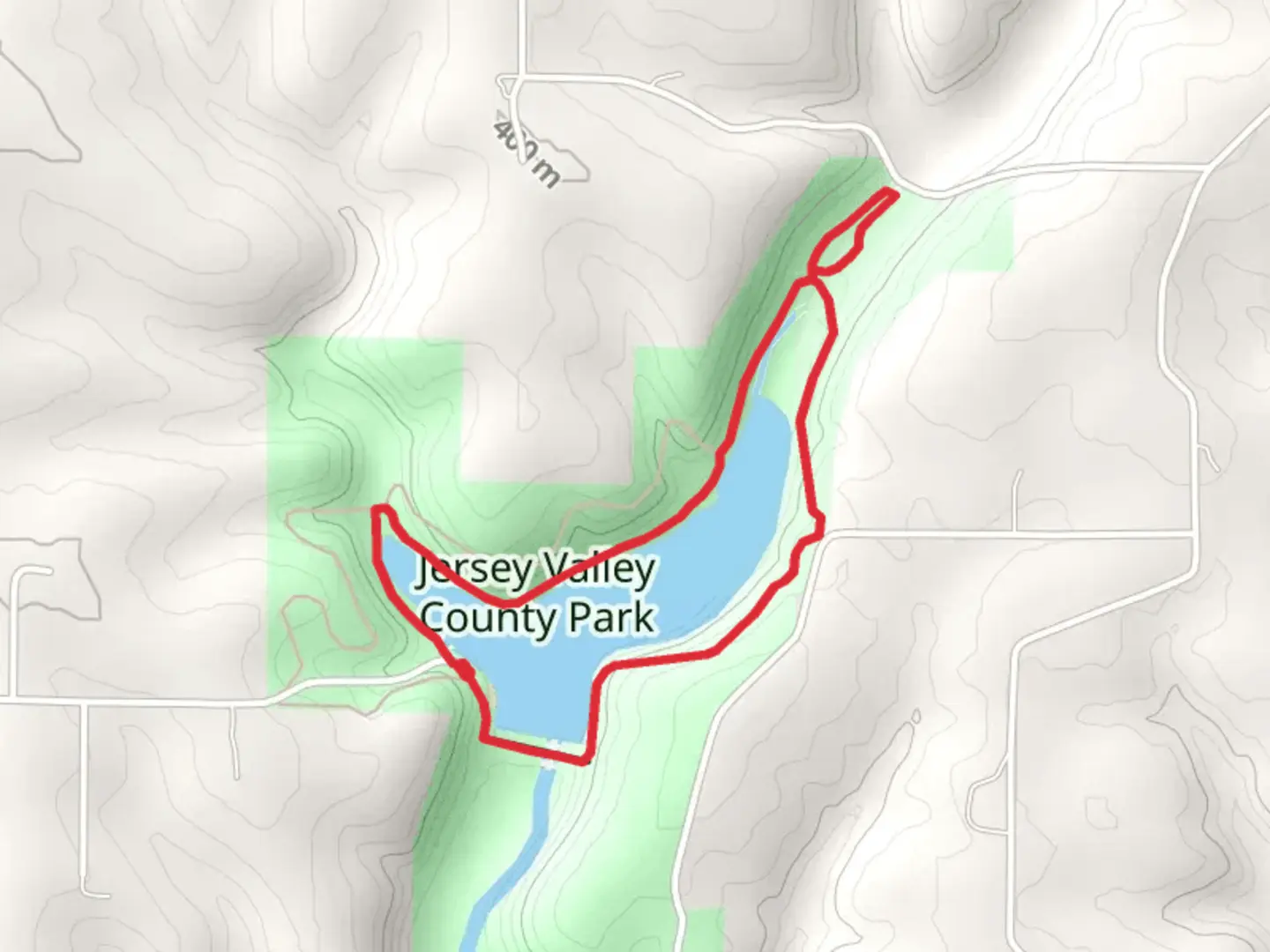 An image depicting the trail Jersey Valley Lake and Meadow Loop and its surrounding area.