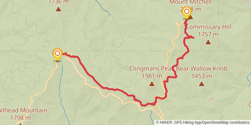 Mountains-to-Sea Trail stage 17 Map