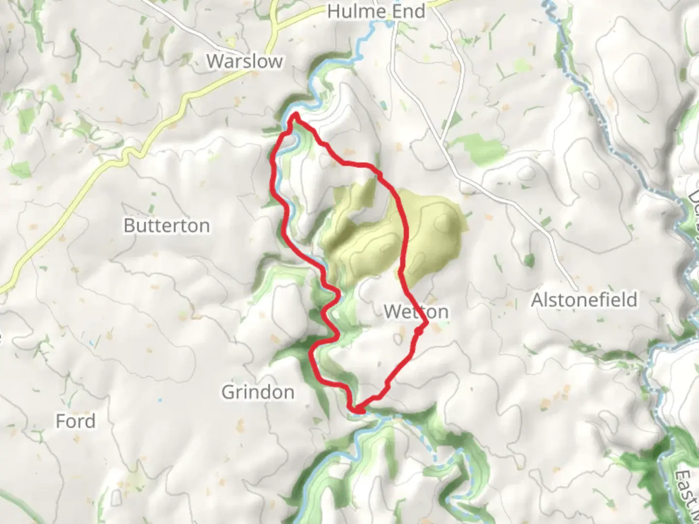 An image depicting the trail Wetton Park and Ecton Bridge and its surrounding area.