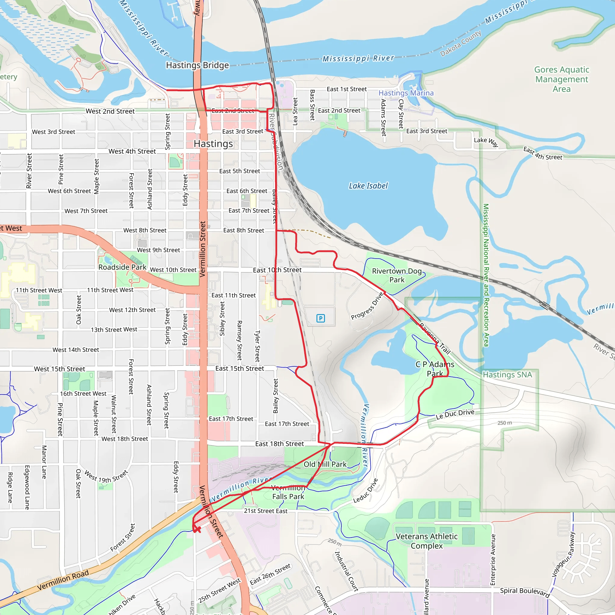 Vermillion Falls Park - Lake Isabel Loop mobile static map
