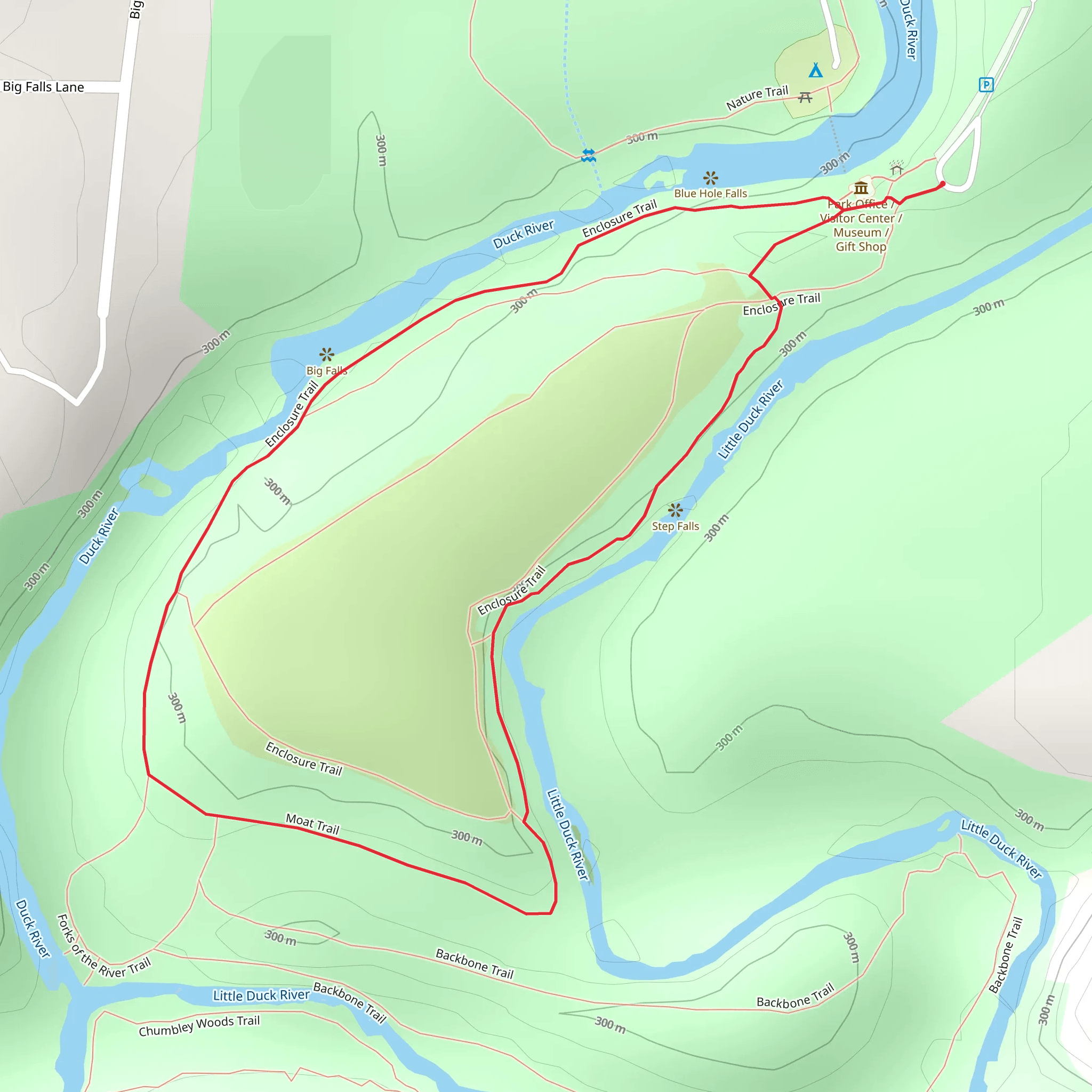 Enclosure Trail and Moat Trail Loop mobile static map