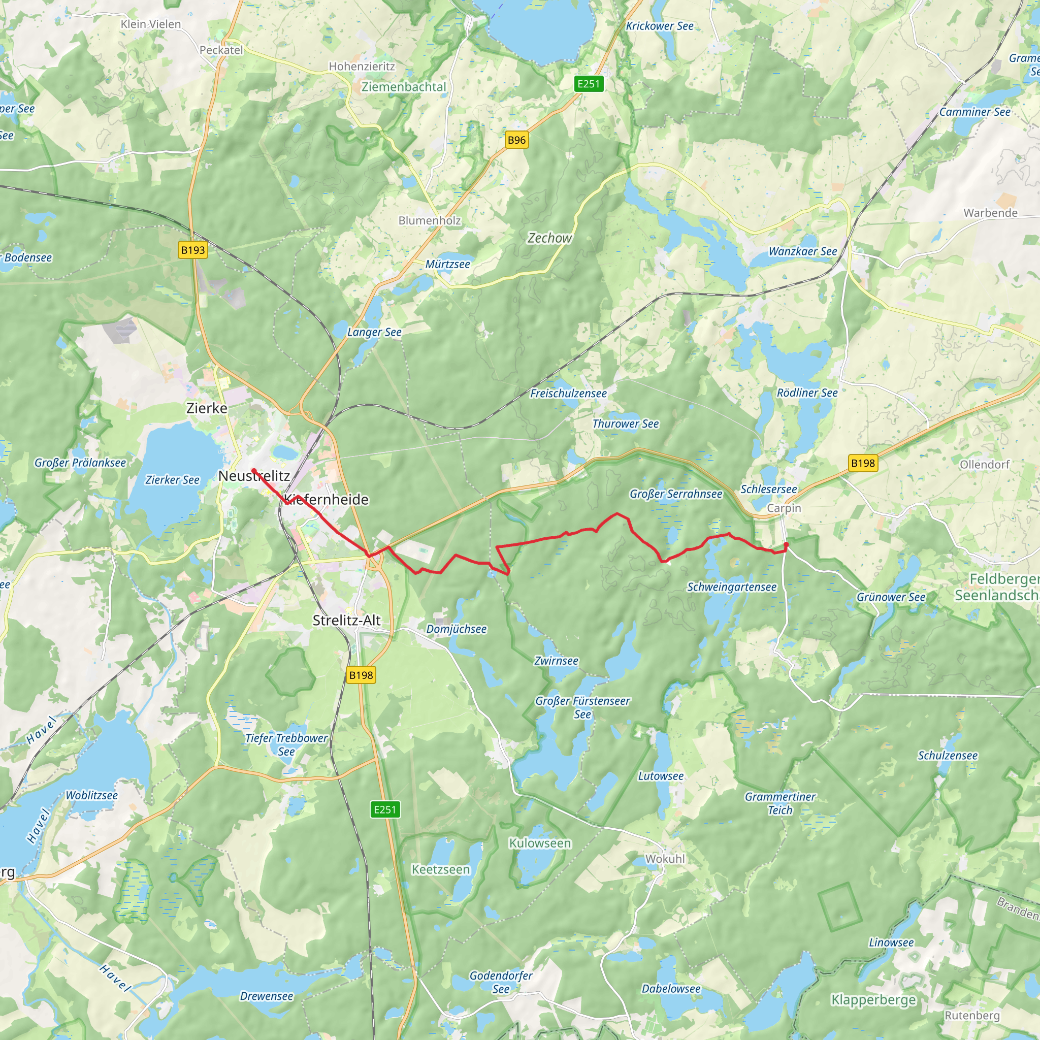 Carpin to Neustrelitz Walk mobile static map