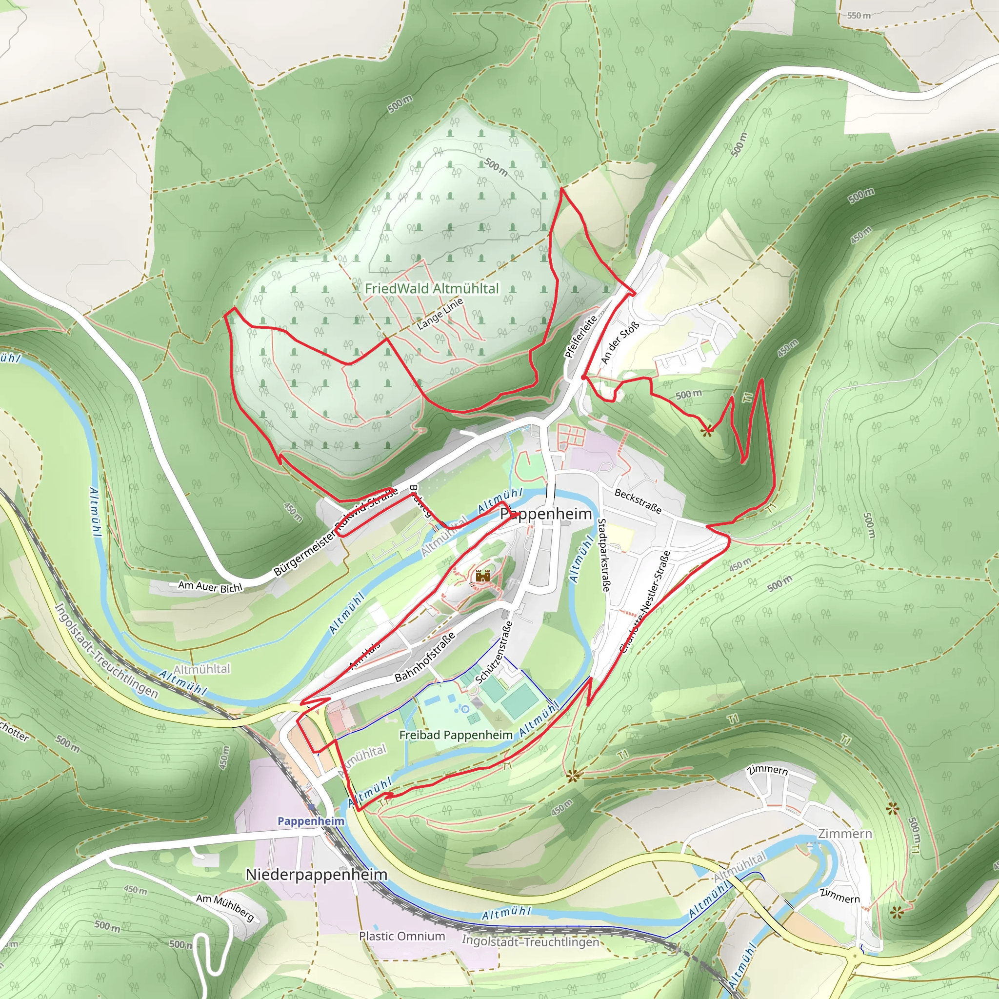 Ortswanderweg Pappenheim Loop mobile static map