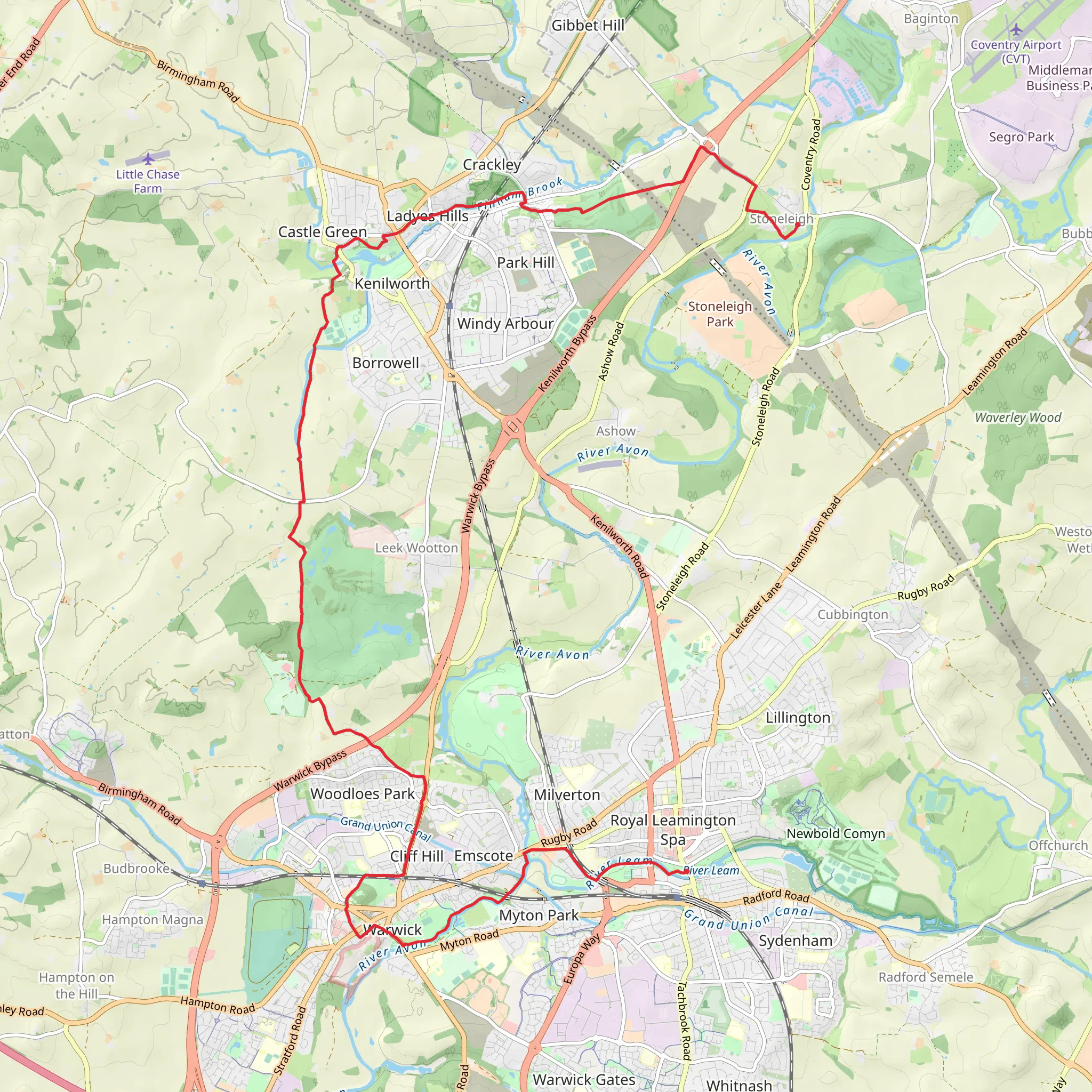 Stoneleigh to Leamington Spa Walk mobile static map