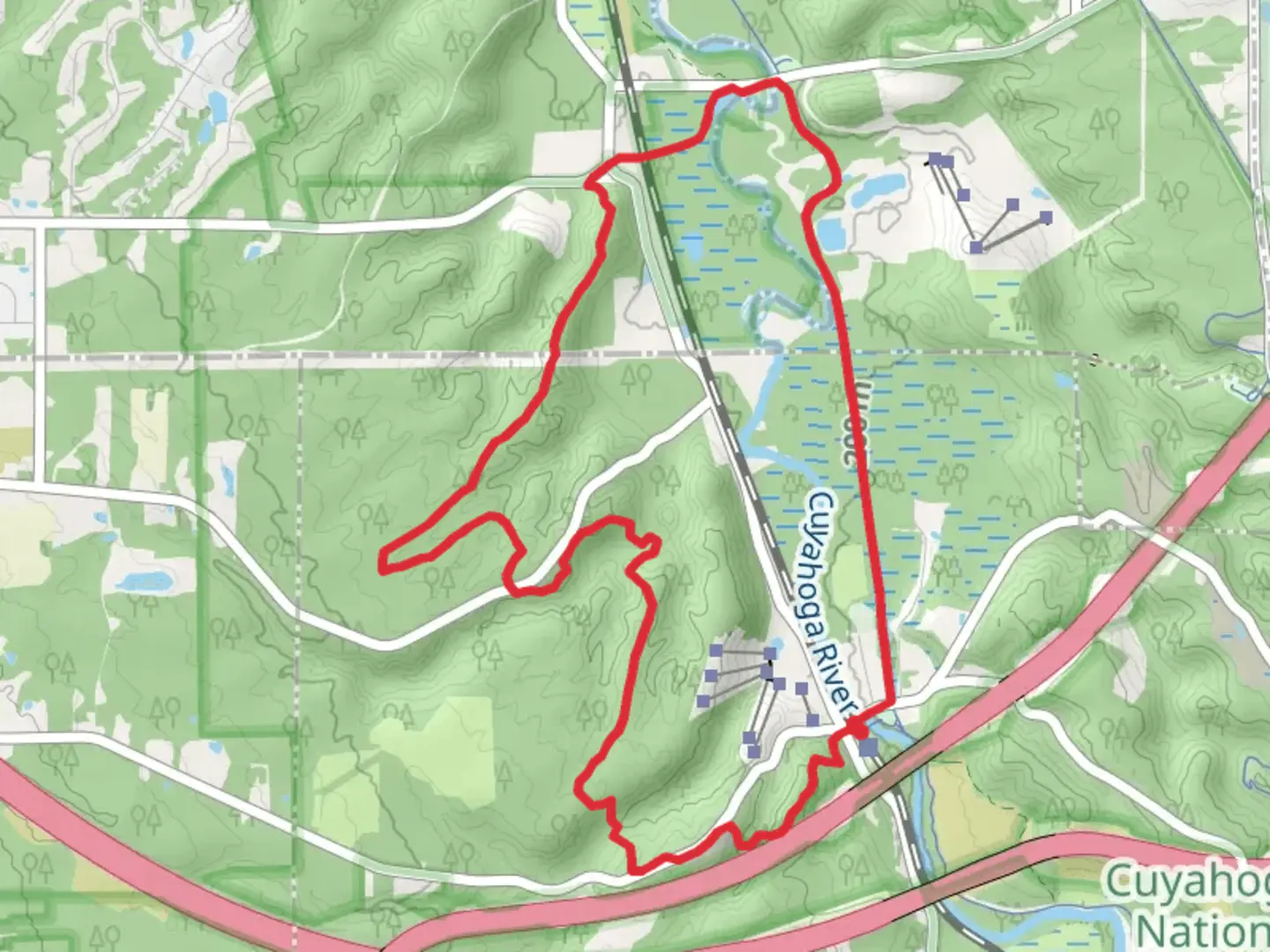 An image depicting the trail Buckeye Trail, Cuyahoga River and Ohio and Erie Canal Towpath Loop Trail and its surrounding area.