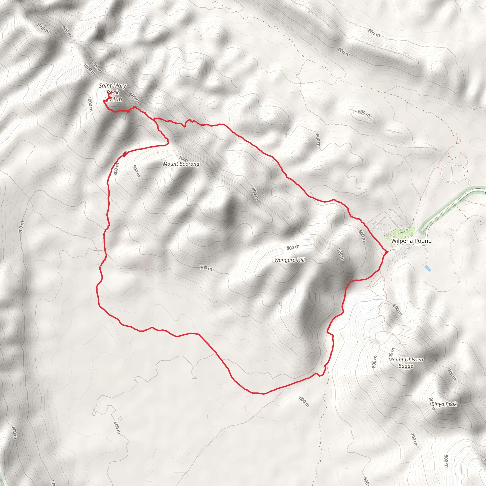 St Mary Peak - Ngarri Mudlanha - Wilpena Pound Track mobile static map
