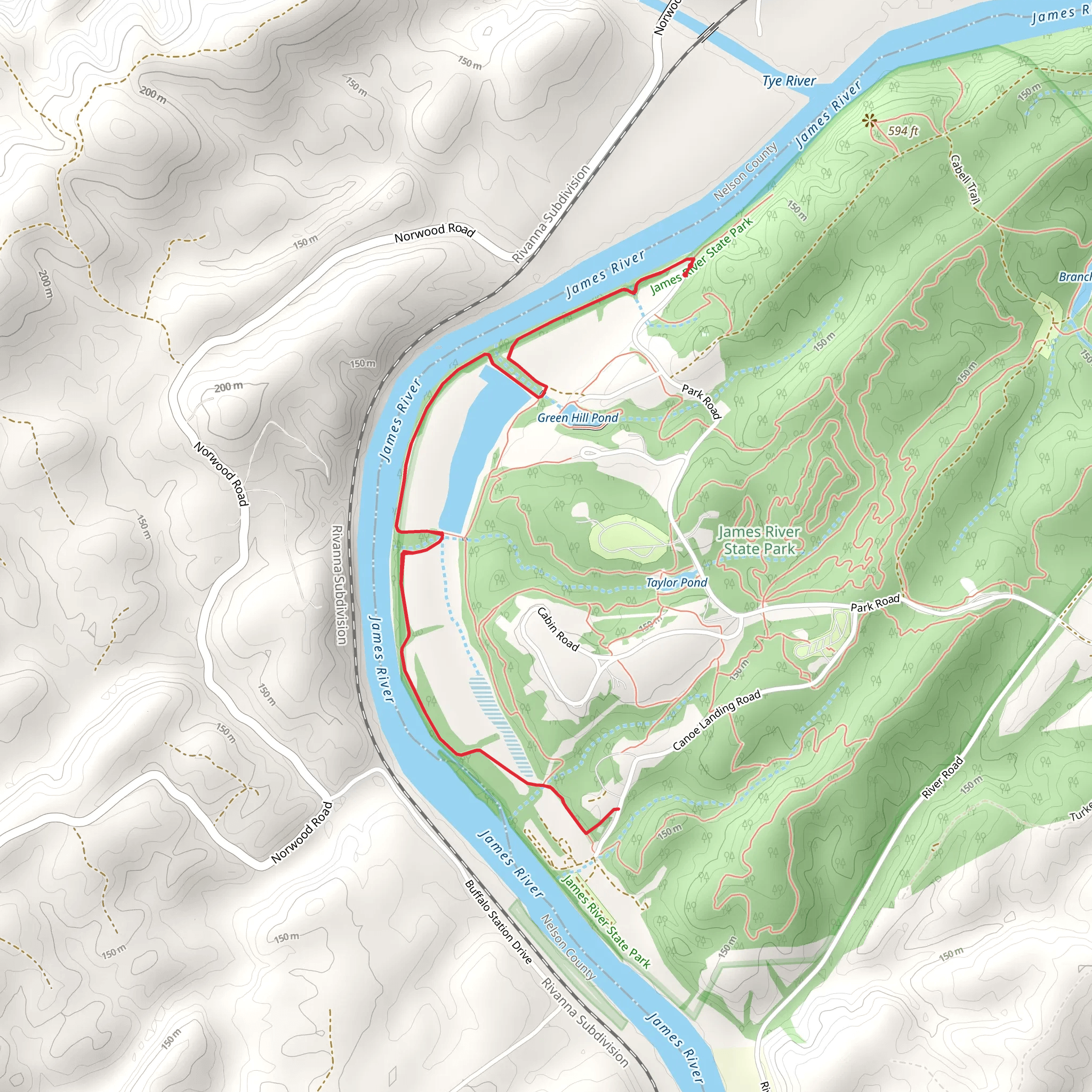 James River Trail mobile static map