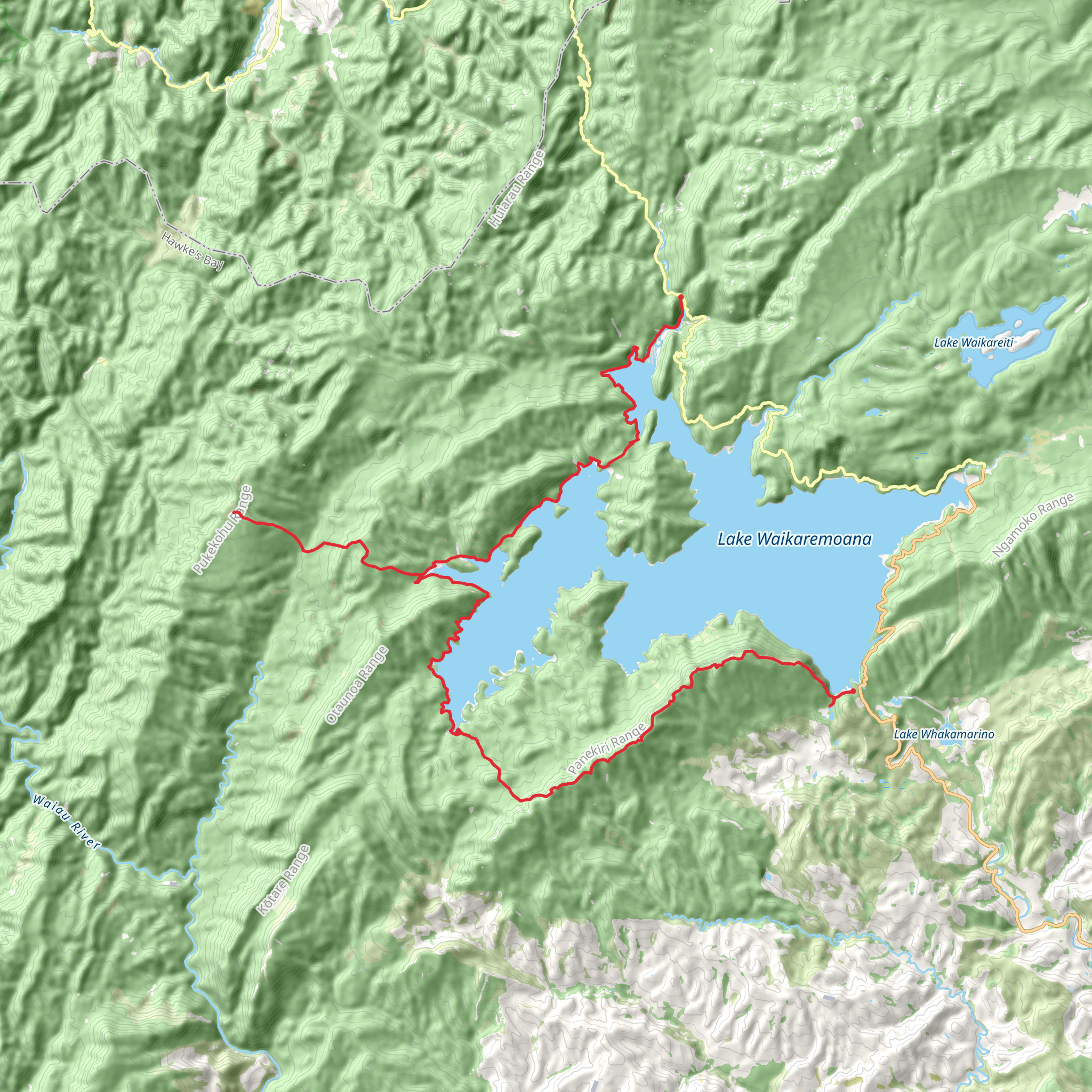 Lake Waikaremoana Great Walk mobile static map