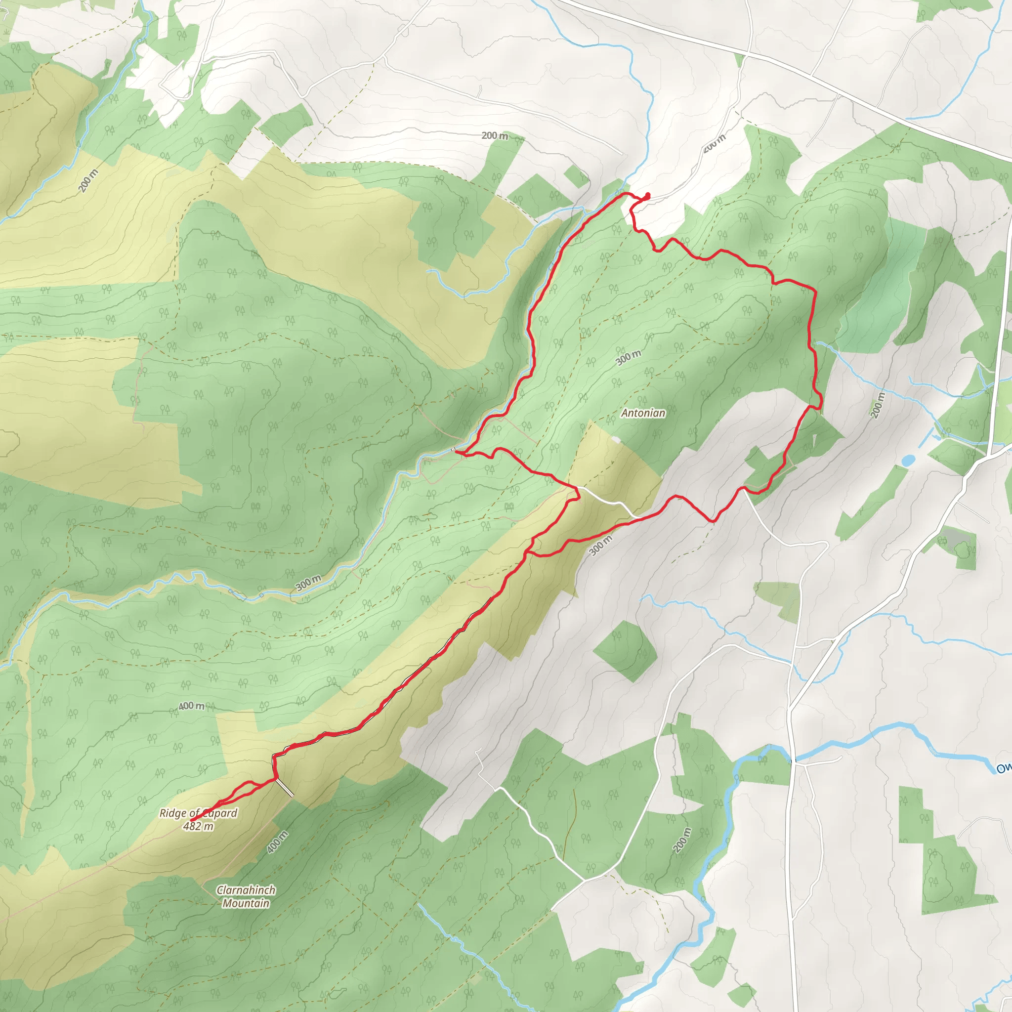 Hike from Boleybeg to Ridge of Capard mobile static map