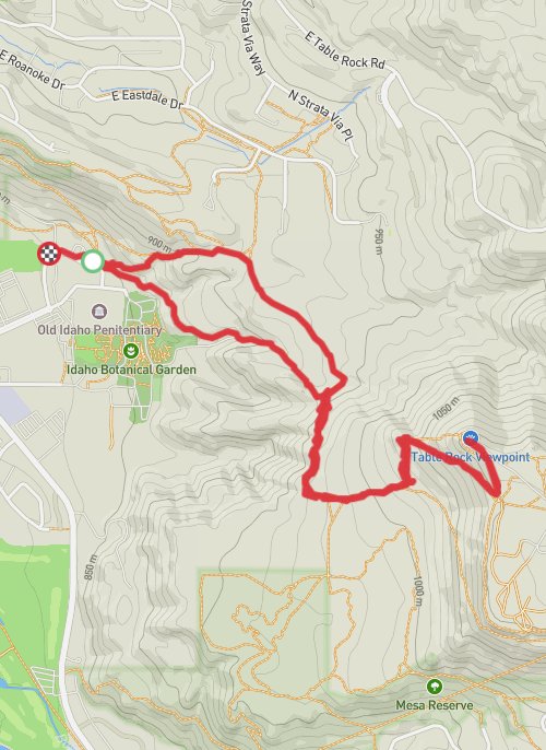 A map preview of the recording Hike on Table Rock Quarry Loop.