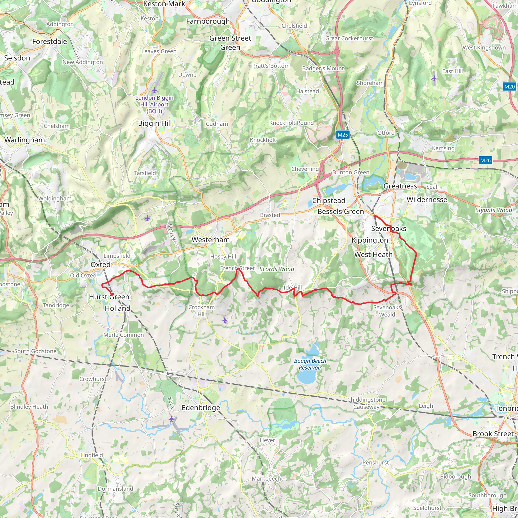 Sevenoaks to Hurst Green Walk mobile static map