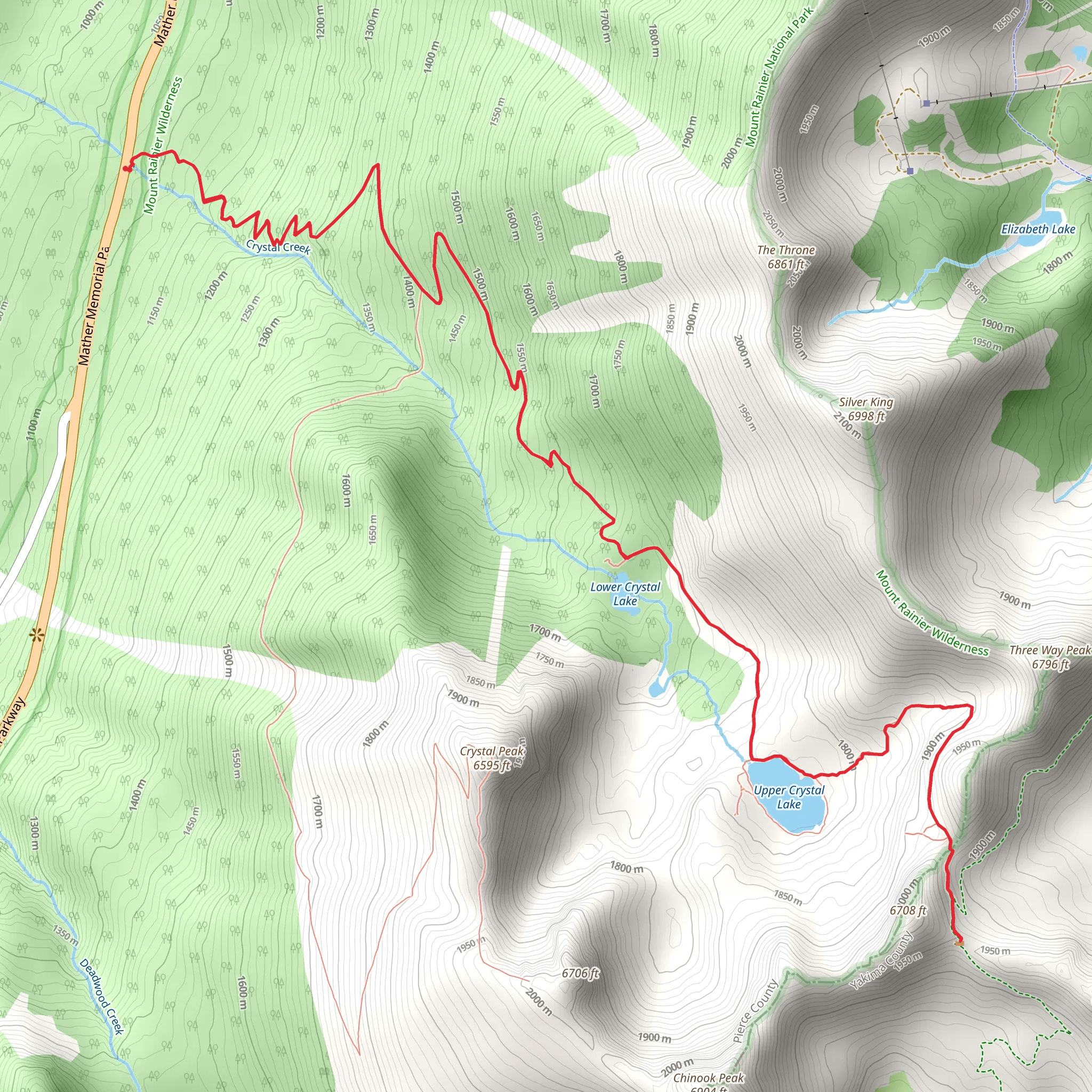 Crystal Lakes Trail to Sourdough Gap mobile static map
