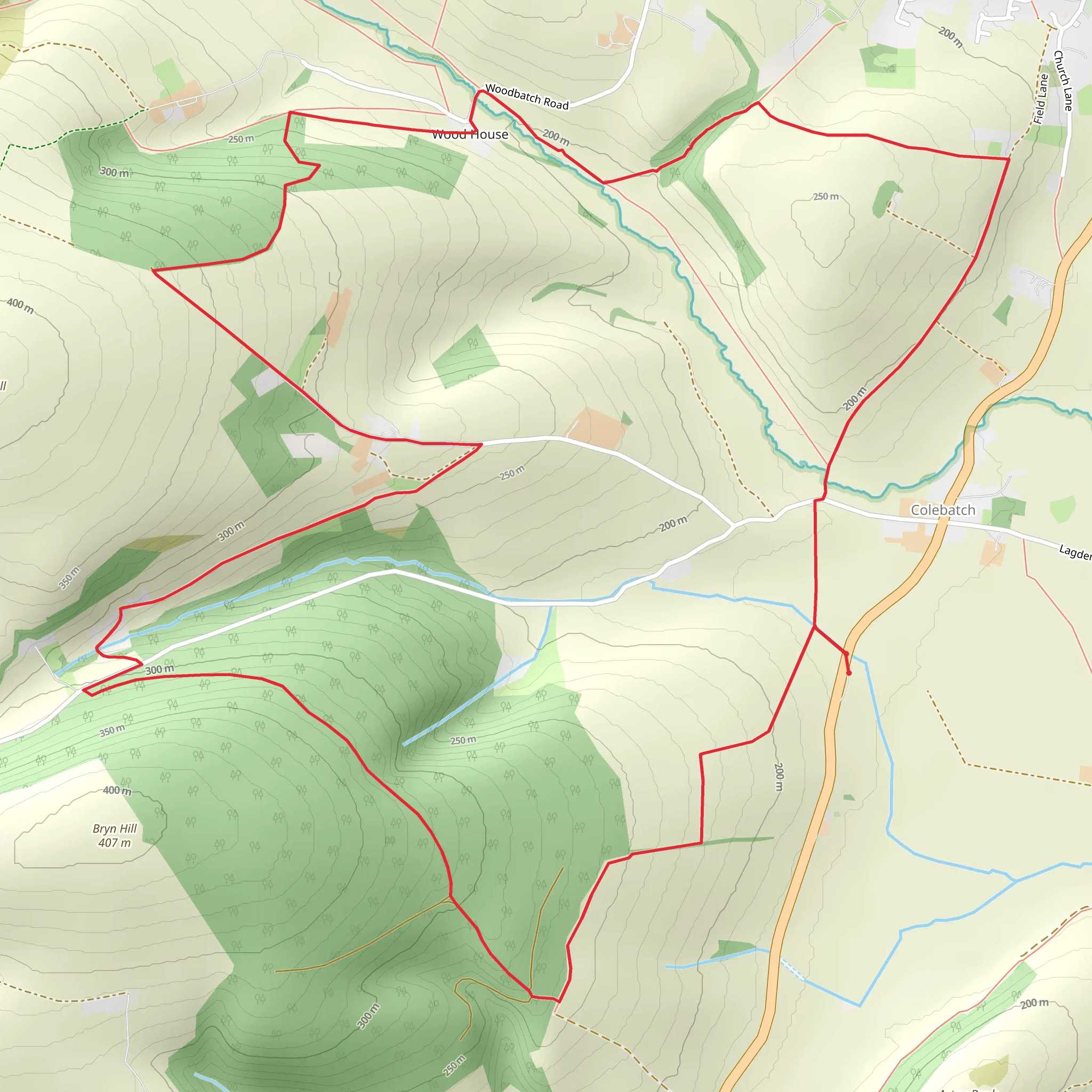 Blakeridge Wood and Bishop's Castle mobile static map