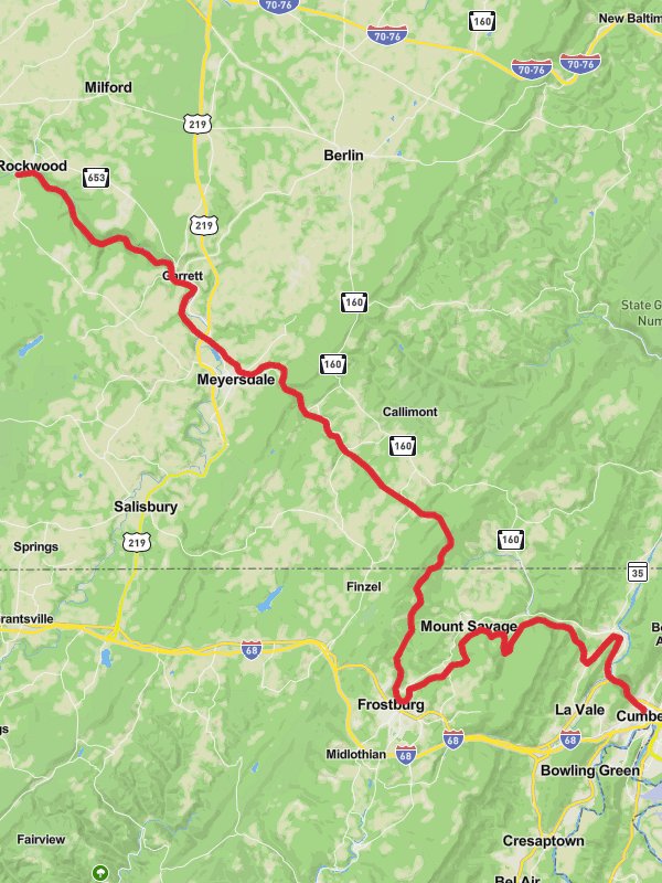 Rockwood to Cumberland via Great Allegheny Passage