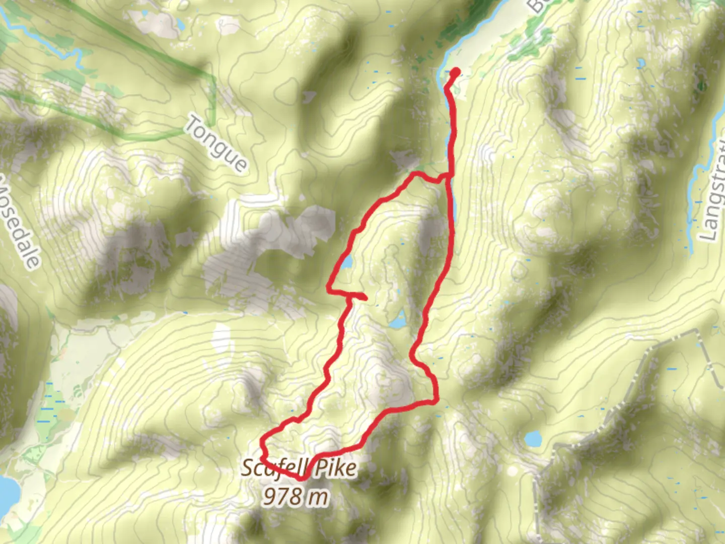 An image depicting the trail Scafell Pike Corridor Route and its surrounding area.