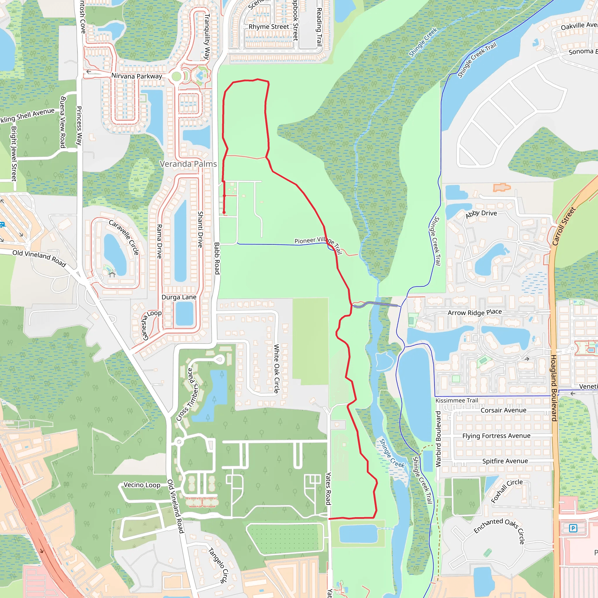 Pioneer Village Trail Out and Back mobile static map
