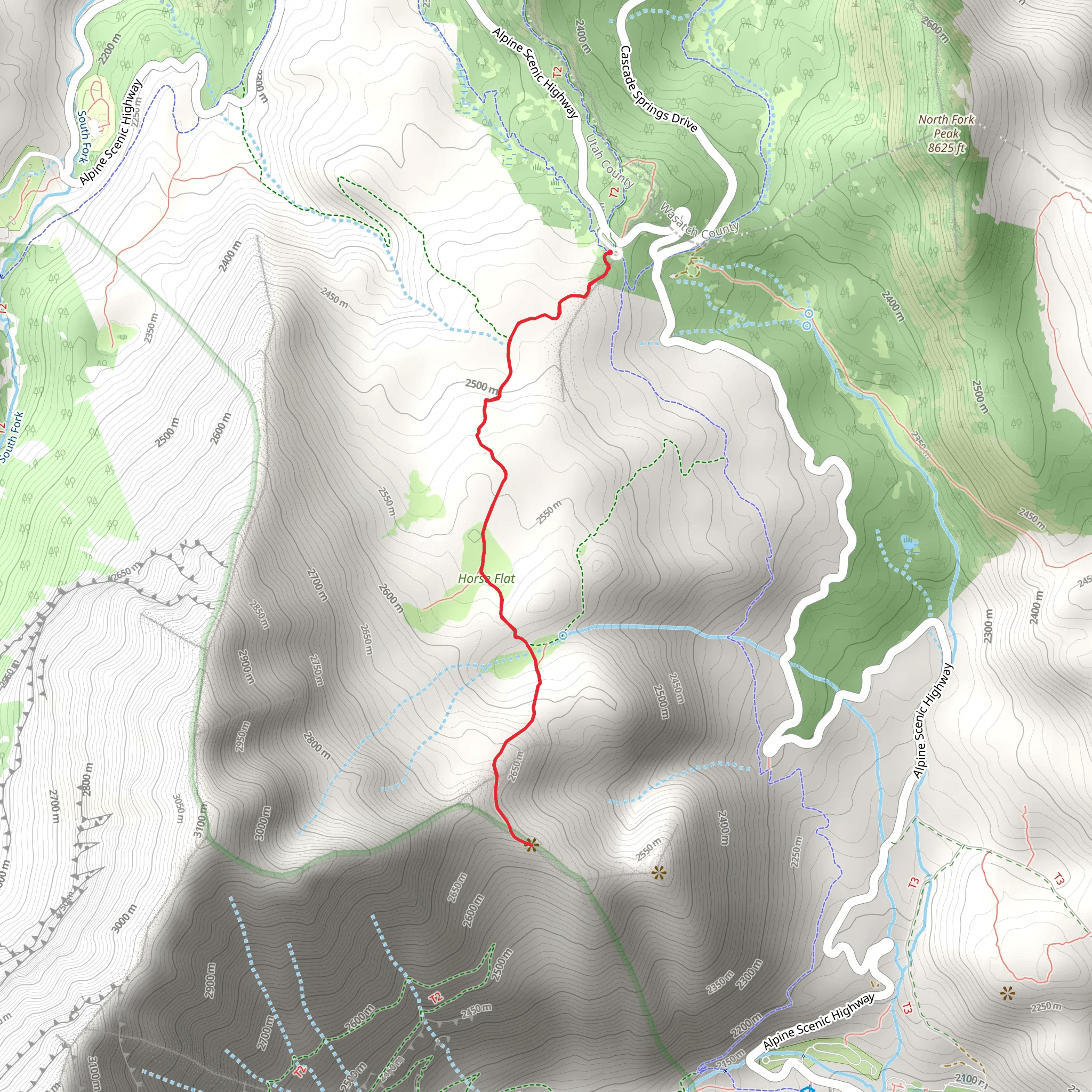 Horse Flat Trail and Primrose Overlook Trail mobile static map