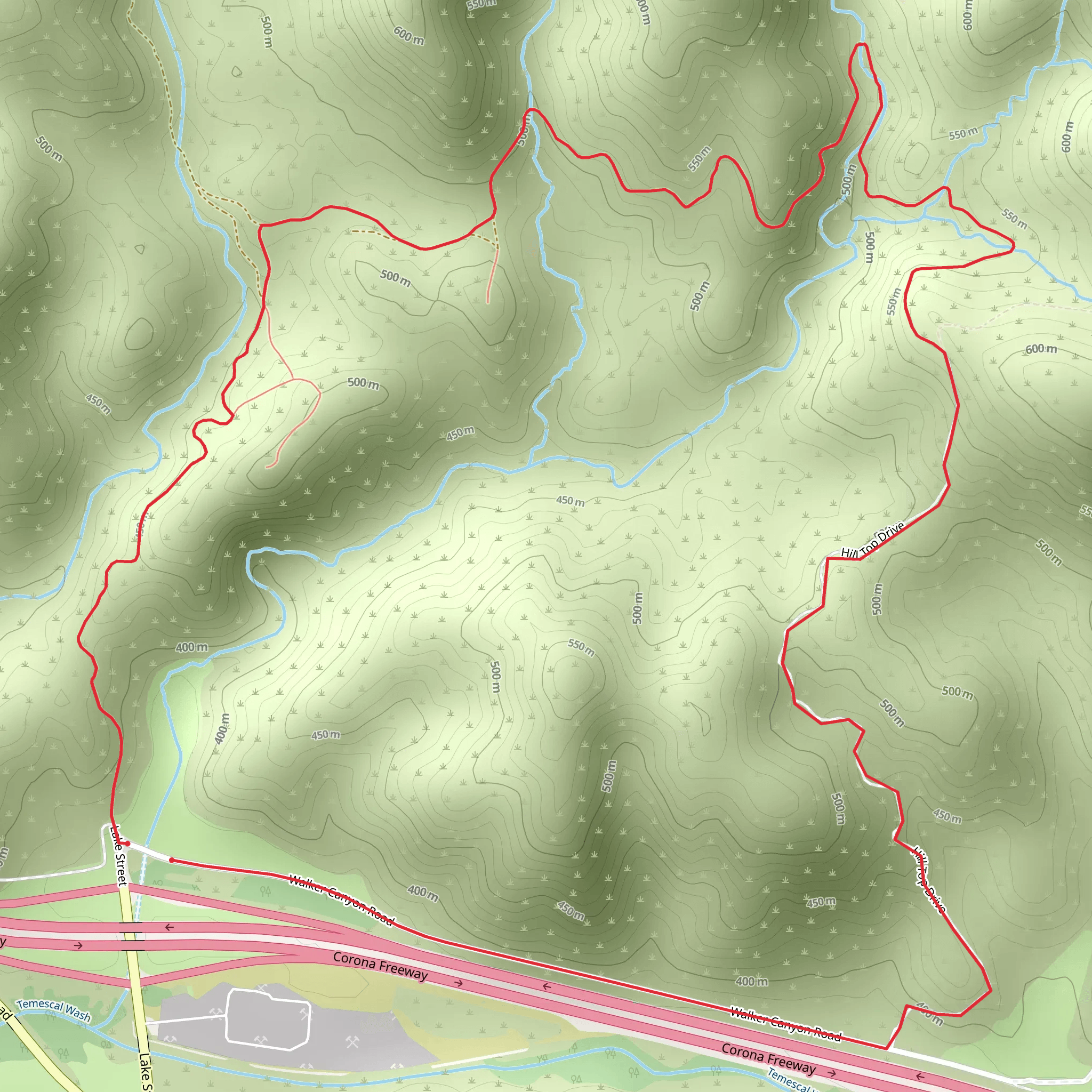 Big Canyon and Alberhill Canyon Loop mobile static map