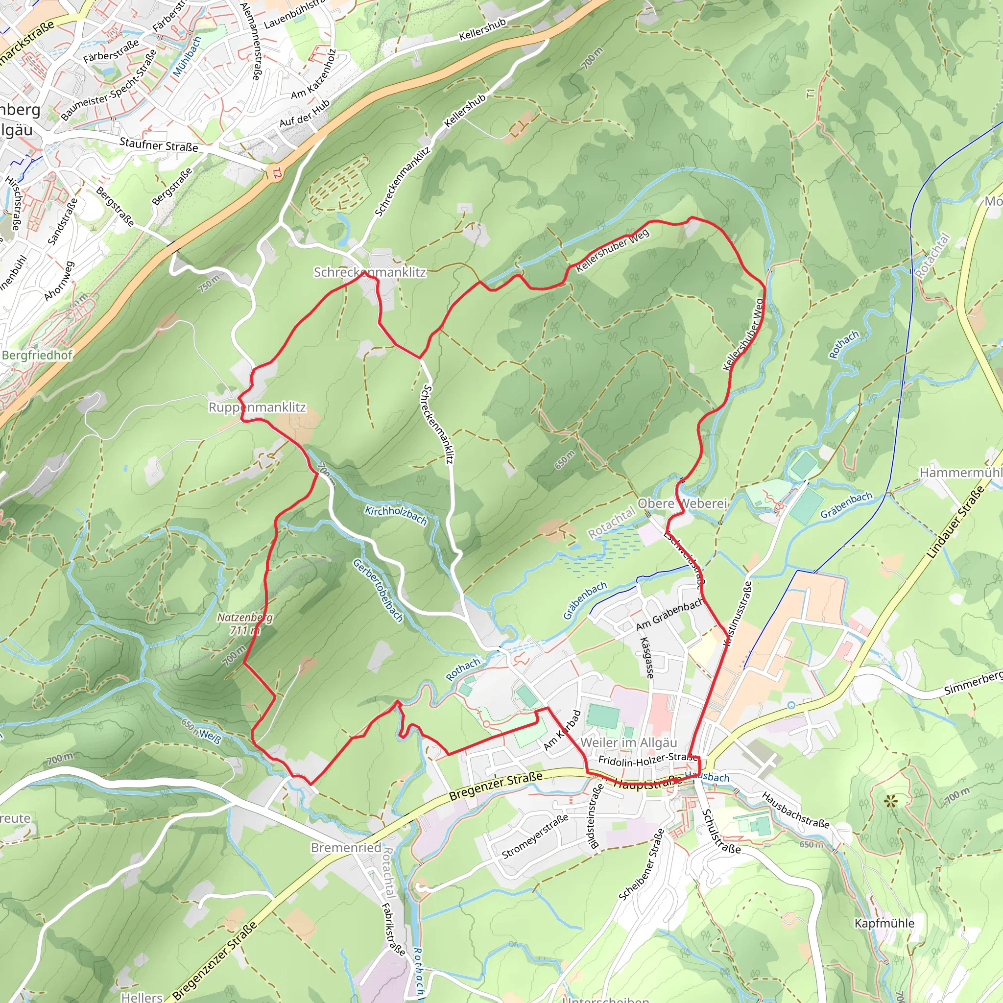 Rothach, Schreckenmanklitz and Bachholz Loop - Bremenried mobile static map