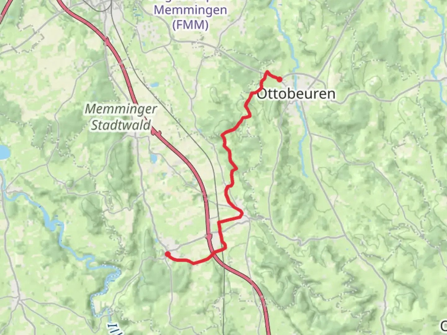 An image depicting the trail Ottebeuren to Bad Gronenbach Walk and its surrounding area.