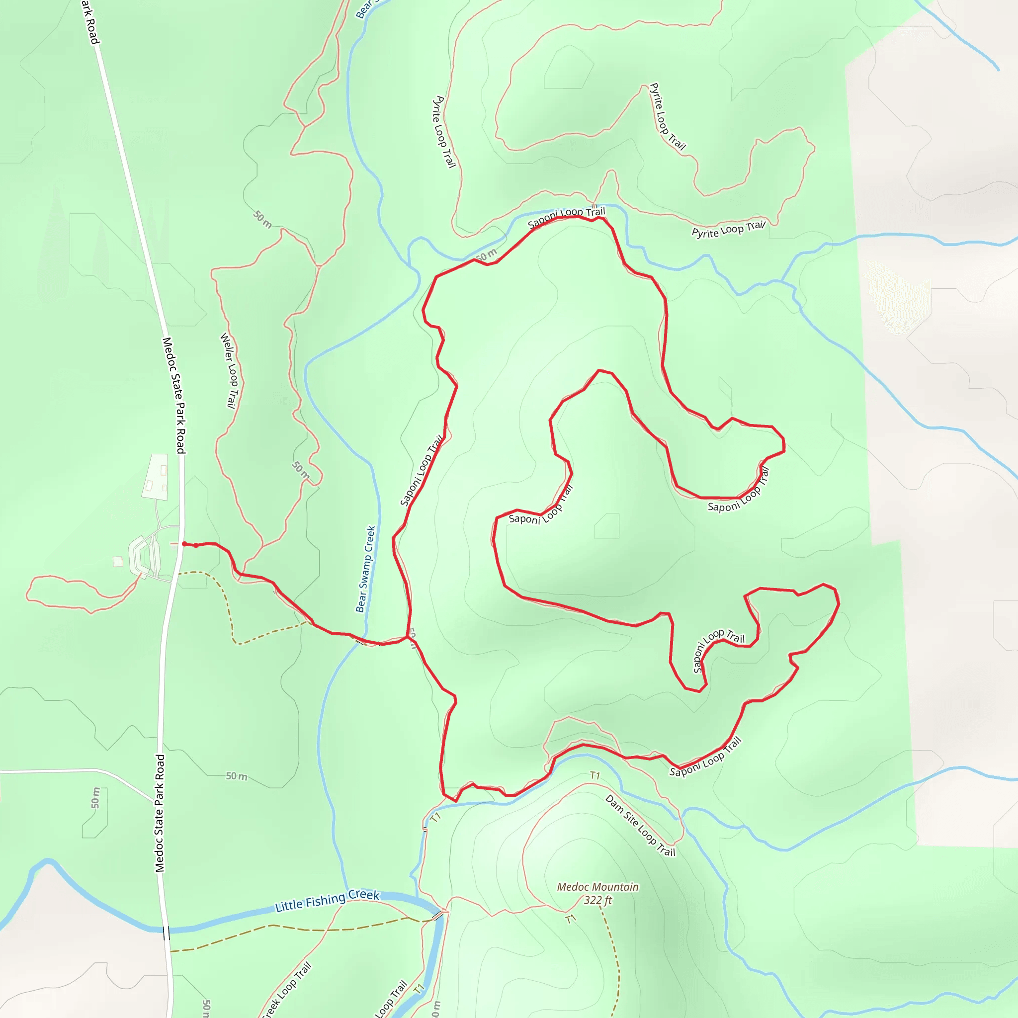 Bear Swamp Trail and Saponi Loop Trail mobile static map