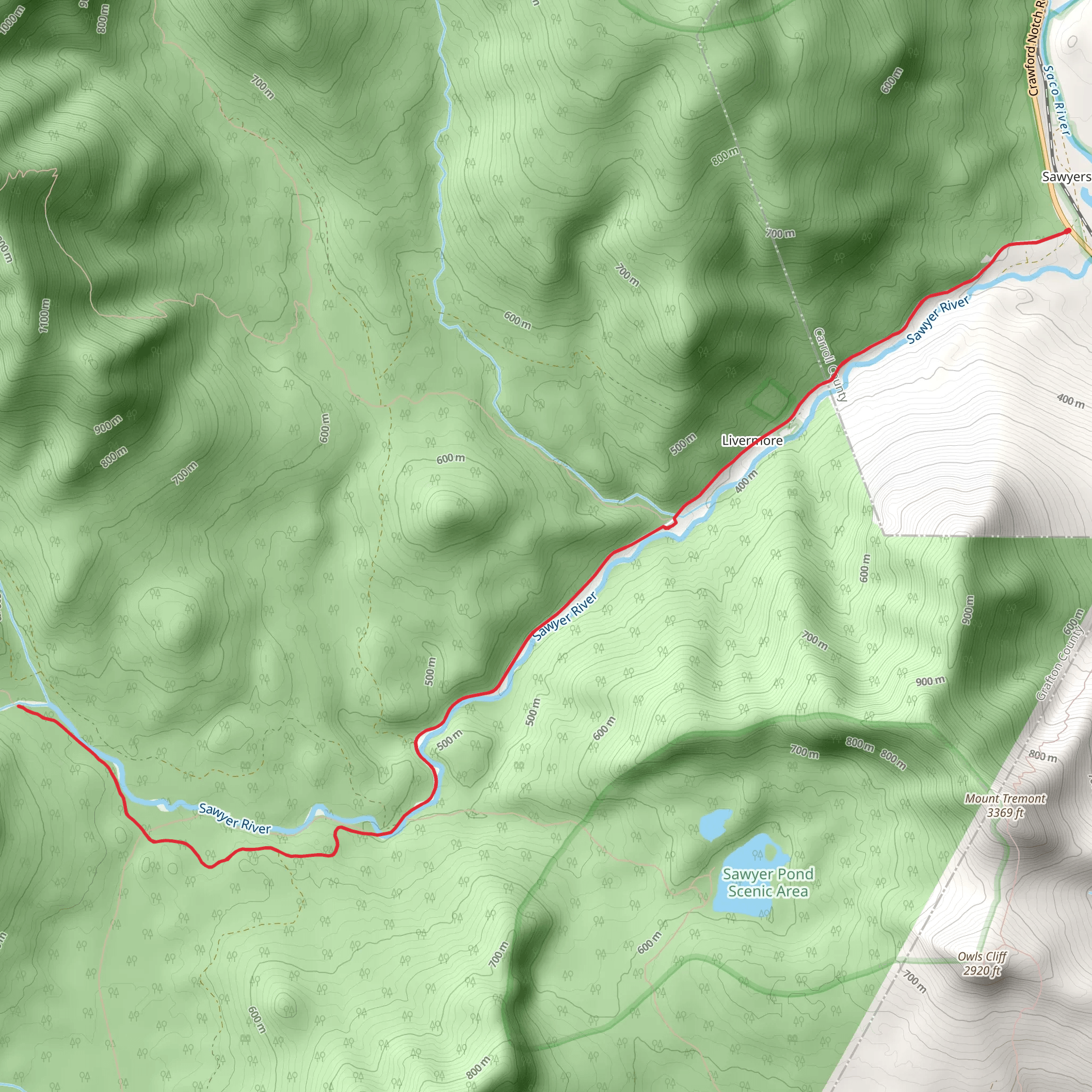 Sawyer River Trail mobile static map