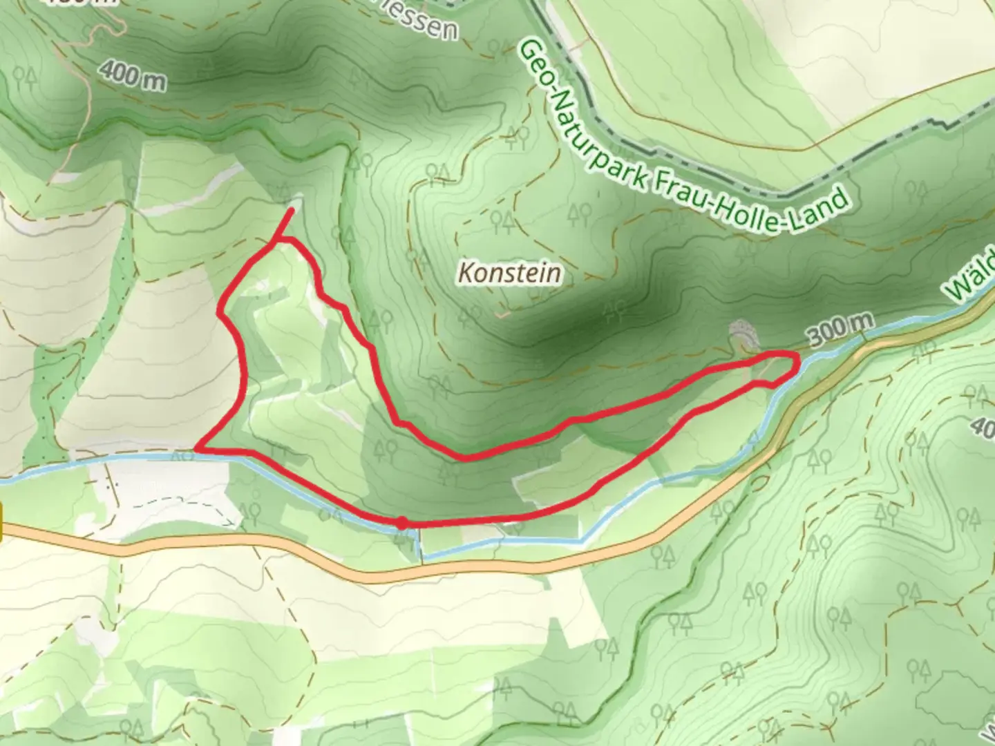 An image depicting the trail Rundweg Elfengrund Loop and its surrounding area.
