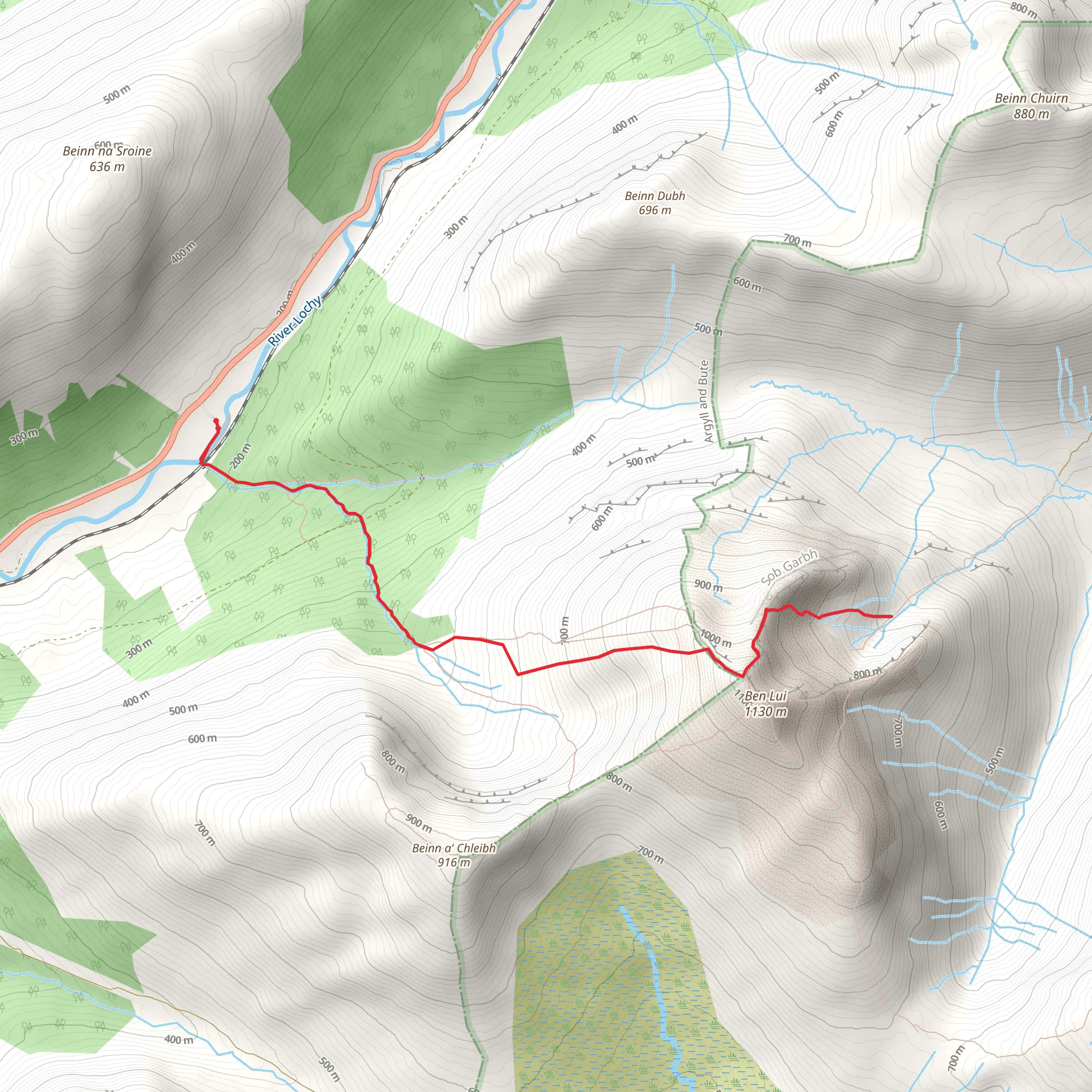 Coire Gaithach Northern Ridge via Ben Lui mobile static map