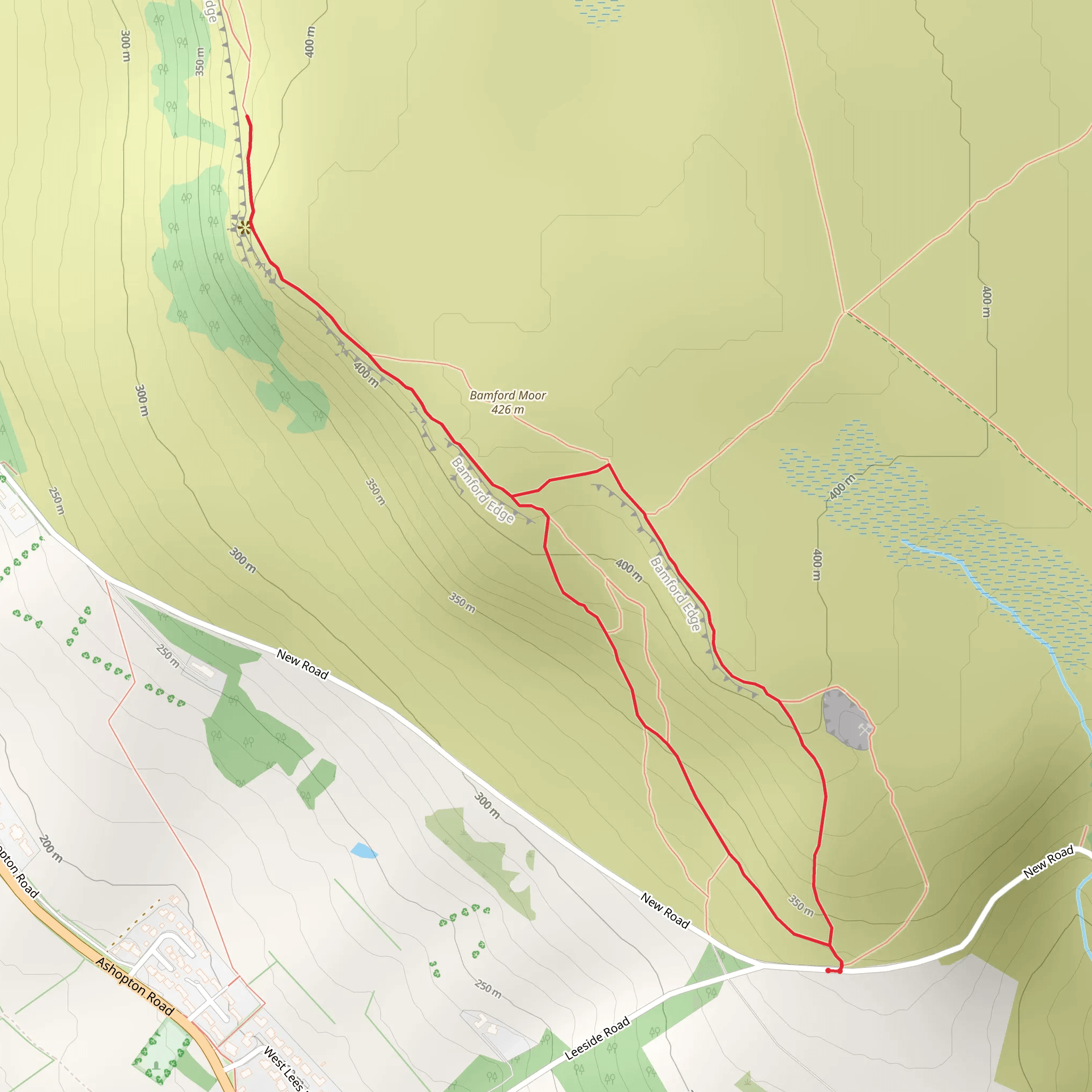 Great Tor and Bamford Edge Loop mobile static map