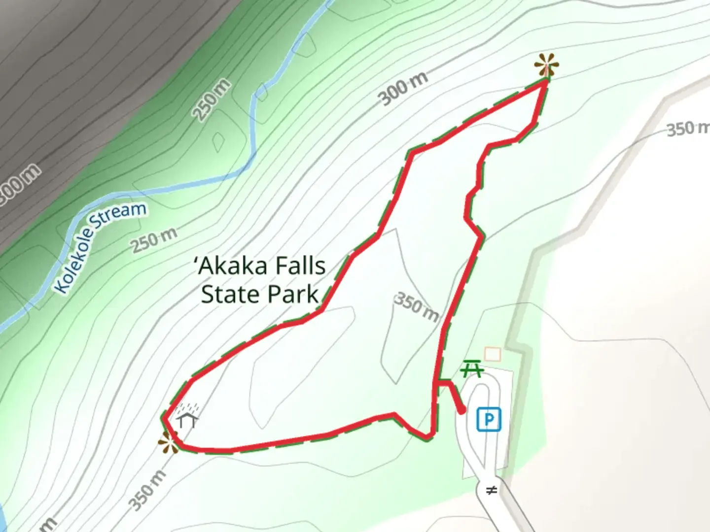 An image depicting the trail Akaka Falls State Park Loop and its surrounding area.