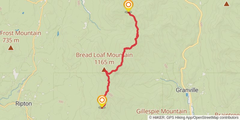 Vermont Long Trail stage 14 Map
