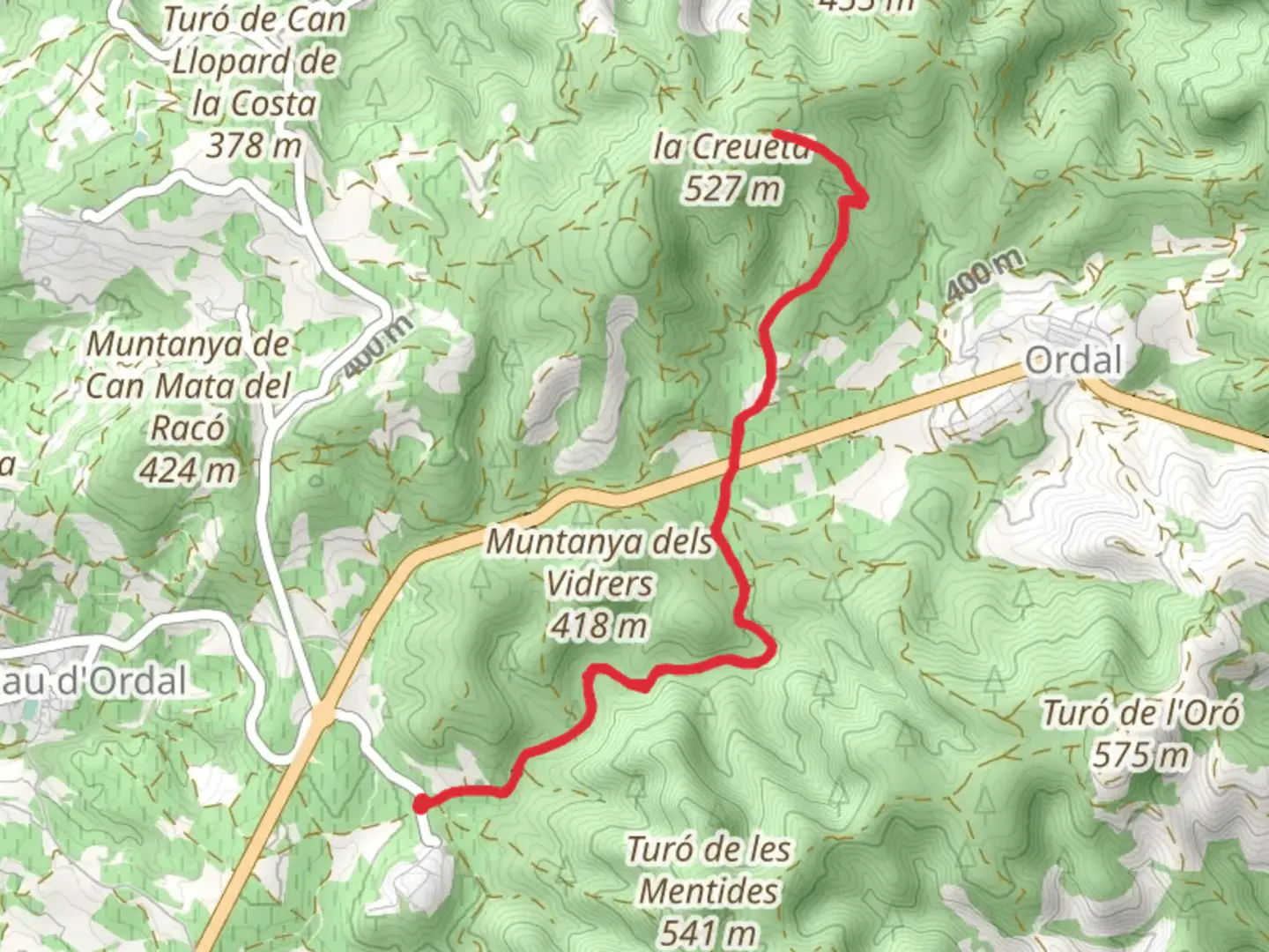 An image depicting the trail Riera de Vidrers Variant PR C 156-2 and its surrounding area.