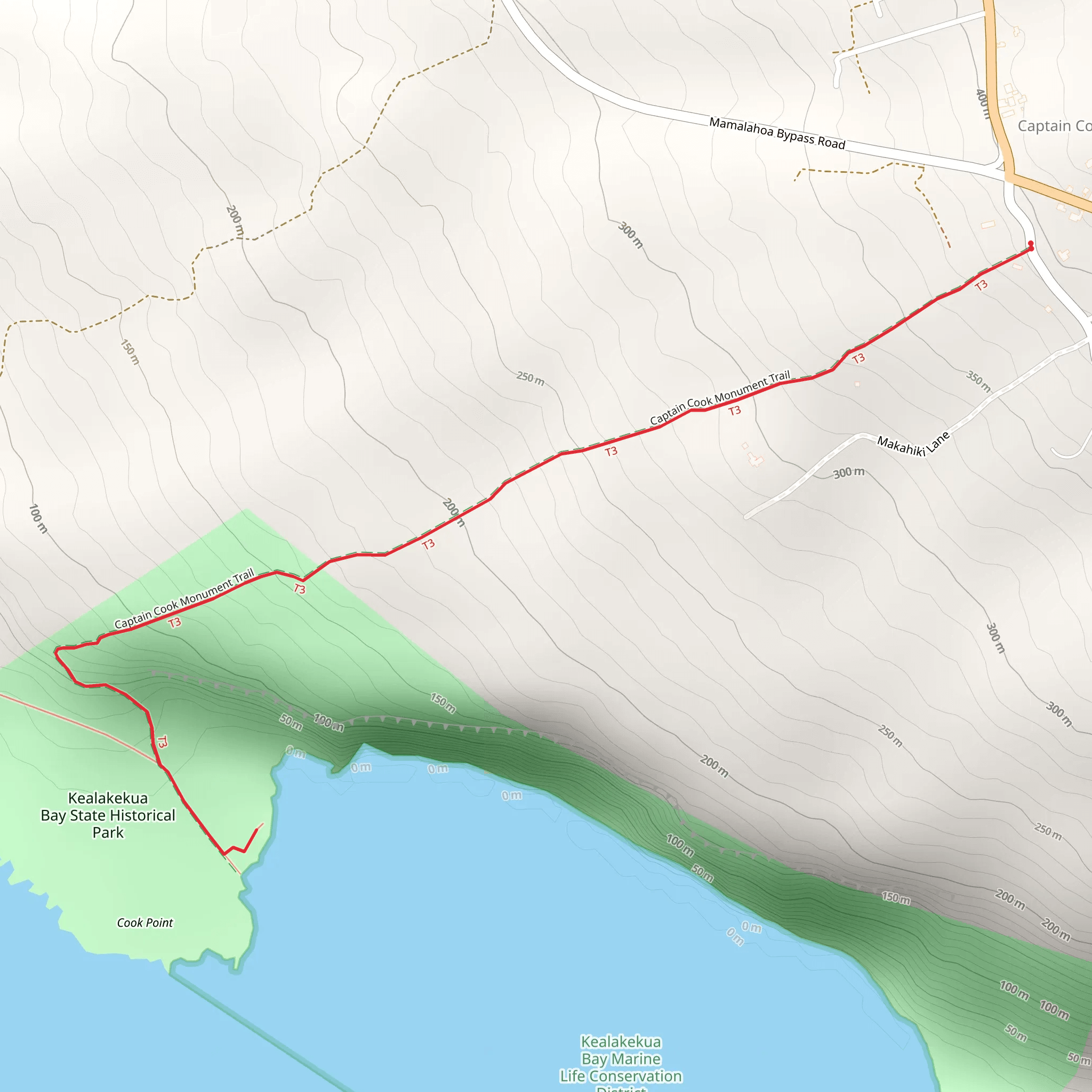 Captain Cook Monument Trail mobile static map