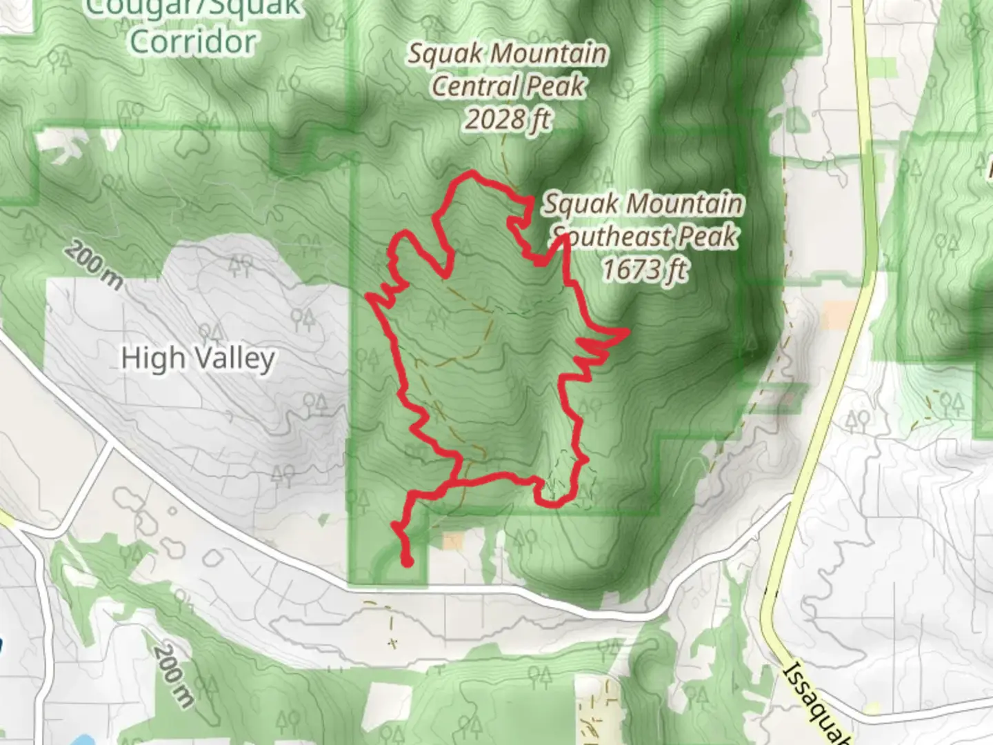 An image depicting the trail Equestrian, Horse Connector and May Valley Loop and its surrounding area.